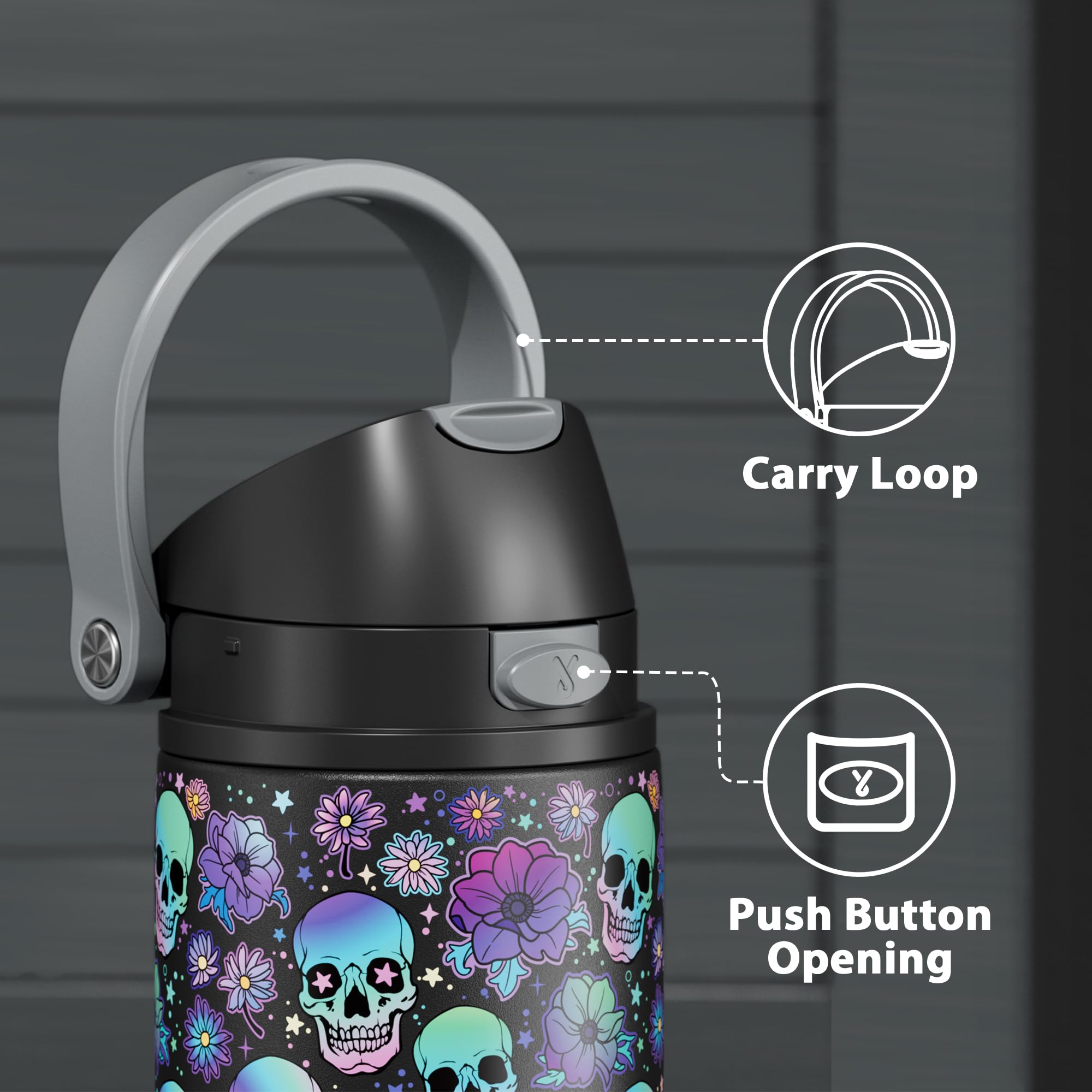 24 oz Halloween Insulated Water Bottle: Meoky Stainless Steel Water Bottle with 2-in-1 Straw and Spout Lid - Leak Proof, Fits in