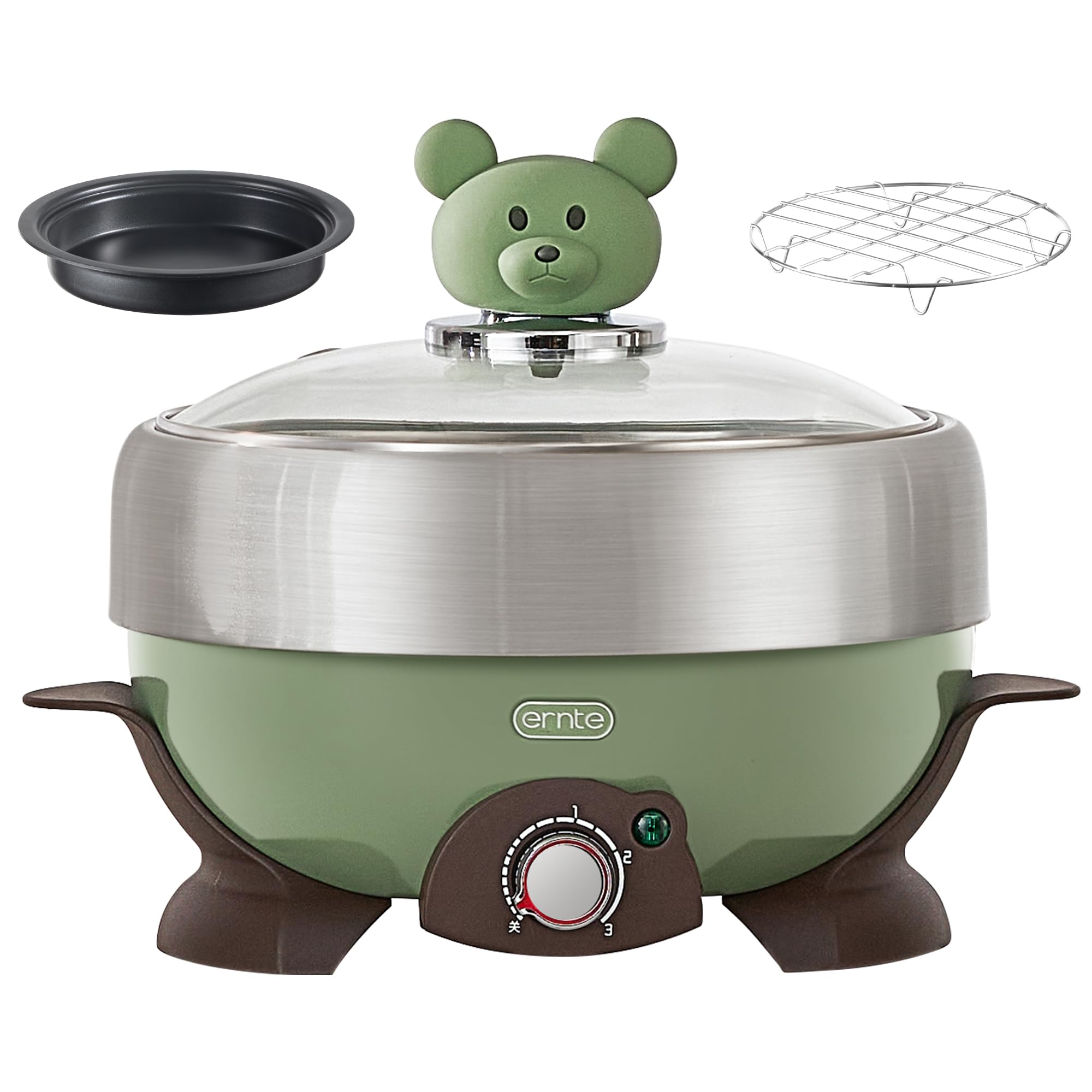 1L Portable Electric Hot Pot Set,3in1 Electric Shabu Shabu Pot Mini Cooker (Steam/Boil/Fry) for College Dorm/Camping/Travel Co