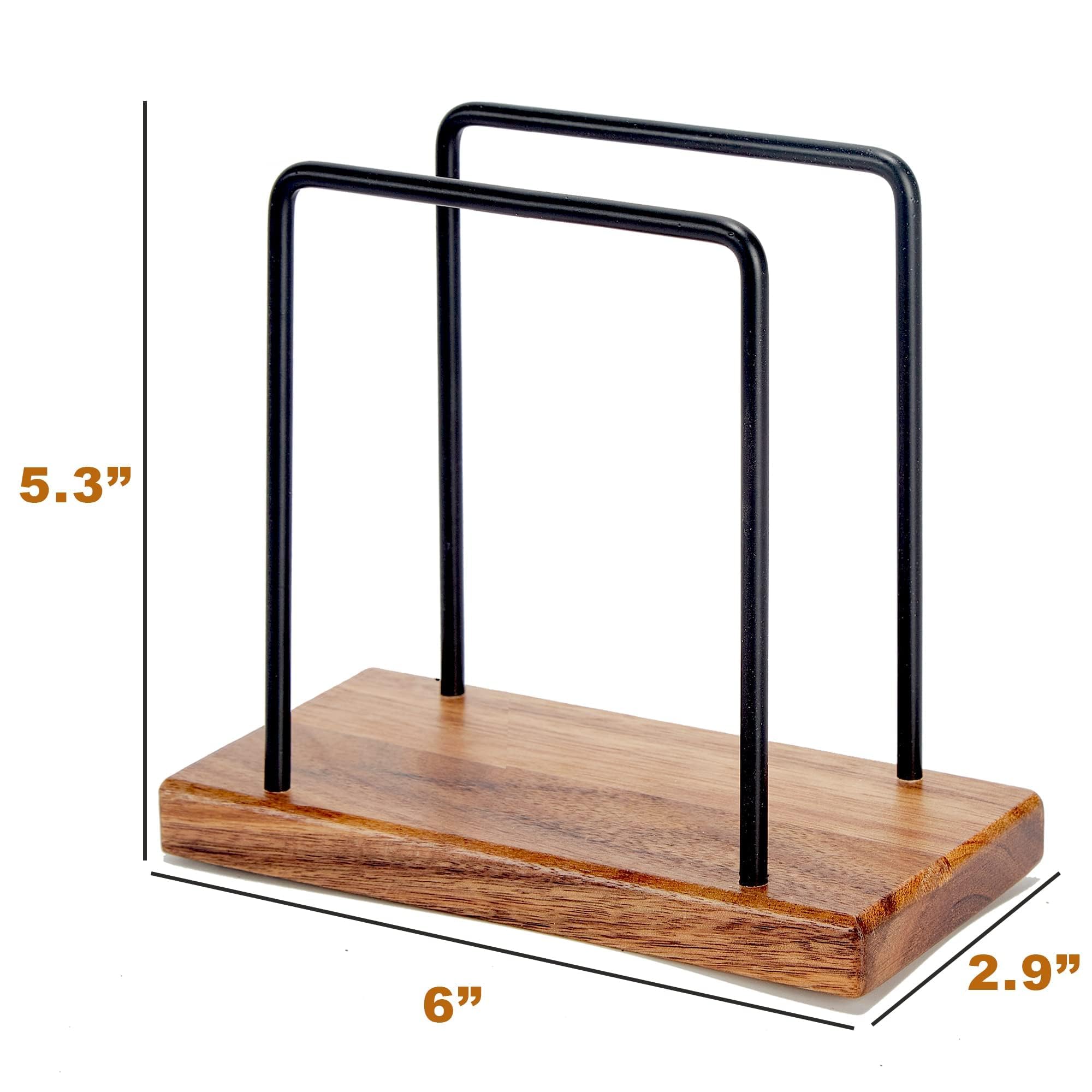 Acacia Wood Napkins Holder With Metal Wire, Standing Napkin Holder For Table, Kitchen & Dining Room D  Cor