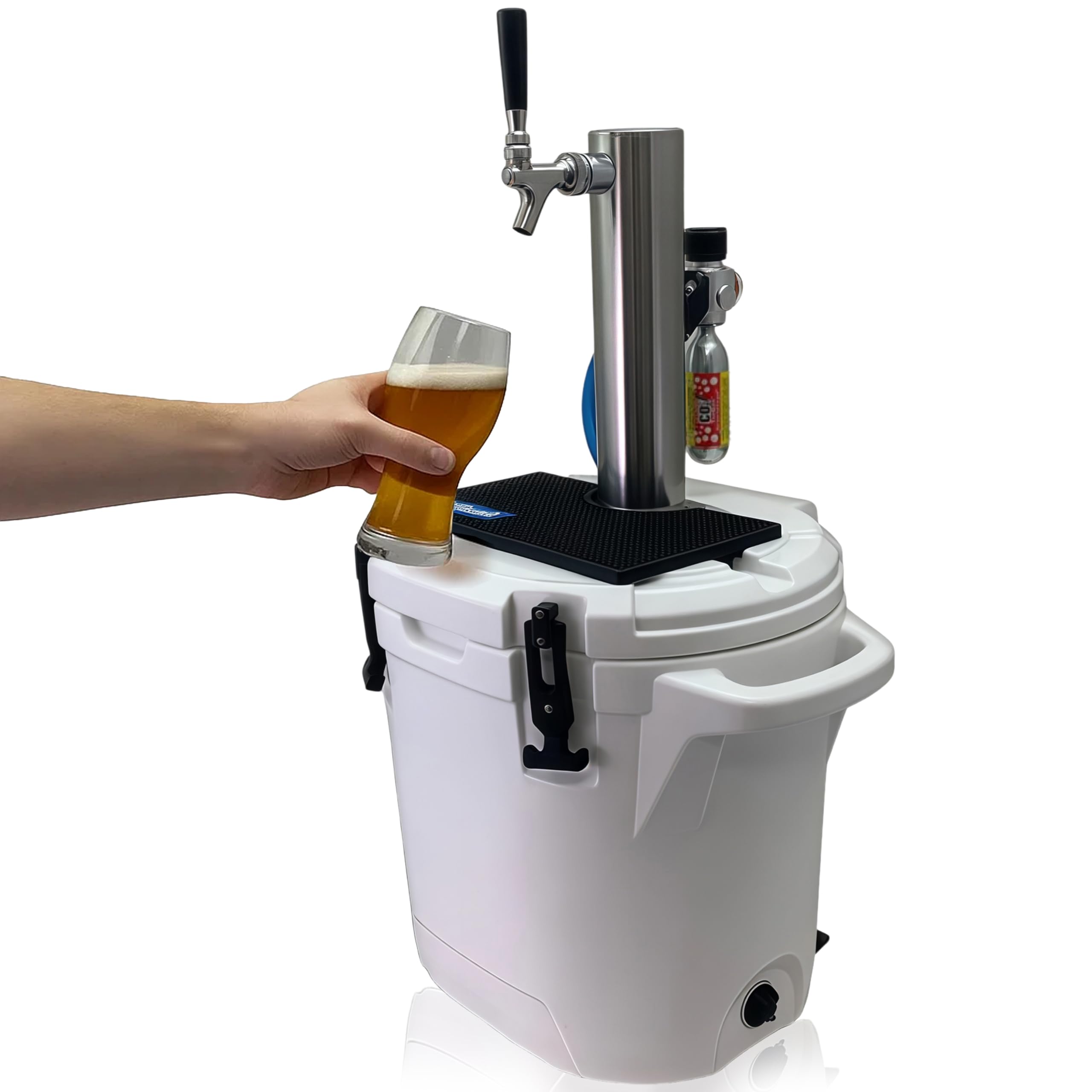 Coldbreak ColdOne Non-Electric Portable Kegerator, 2 Gallon Refillable Keg for Craft Beverages, CO2 Regulator with Stainless Ste
