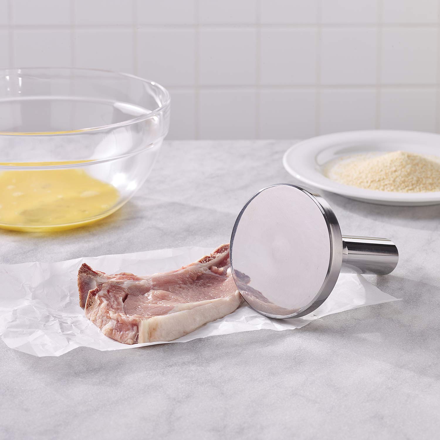 Paderno World Cuisine 3-1/4-Pound Meat Pounder/Tenderizer, Stainless Steel