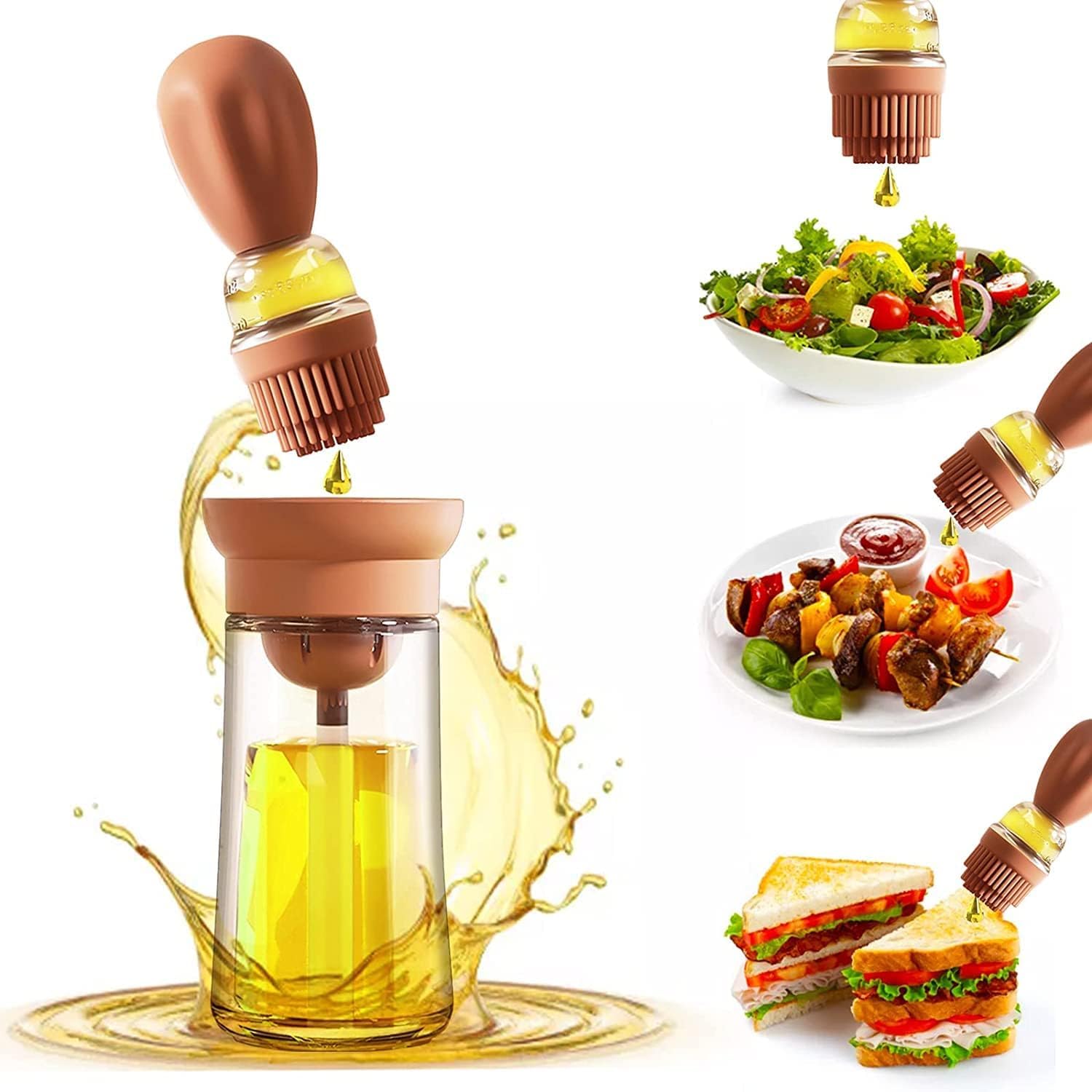Earthcone Silicone Basting Brush Set With Olive Oil Dispenser Bottle
