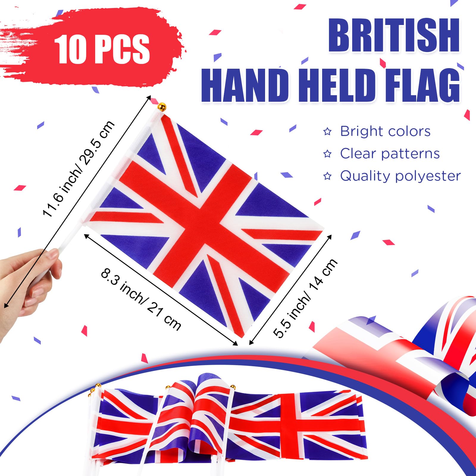 Lenwen 54 Pcs 4Th Of July British String Pennant Banners British Flag Red White And Blue Latex Balloons With Confetti Balloons C