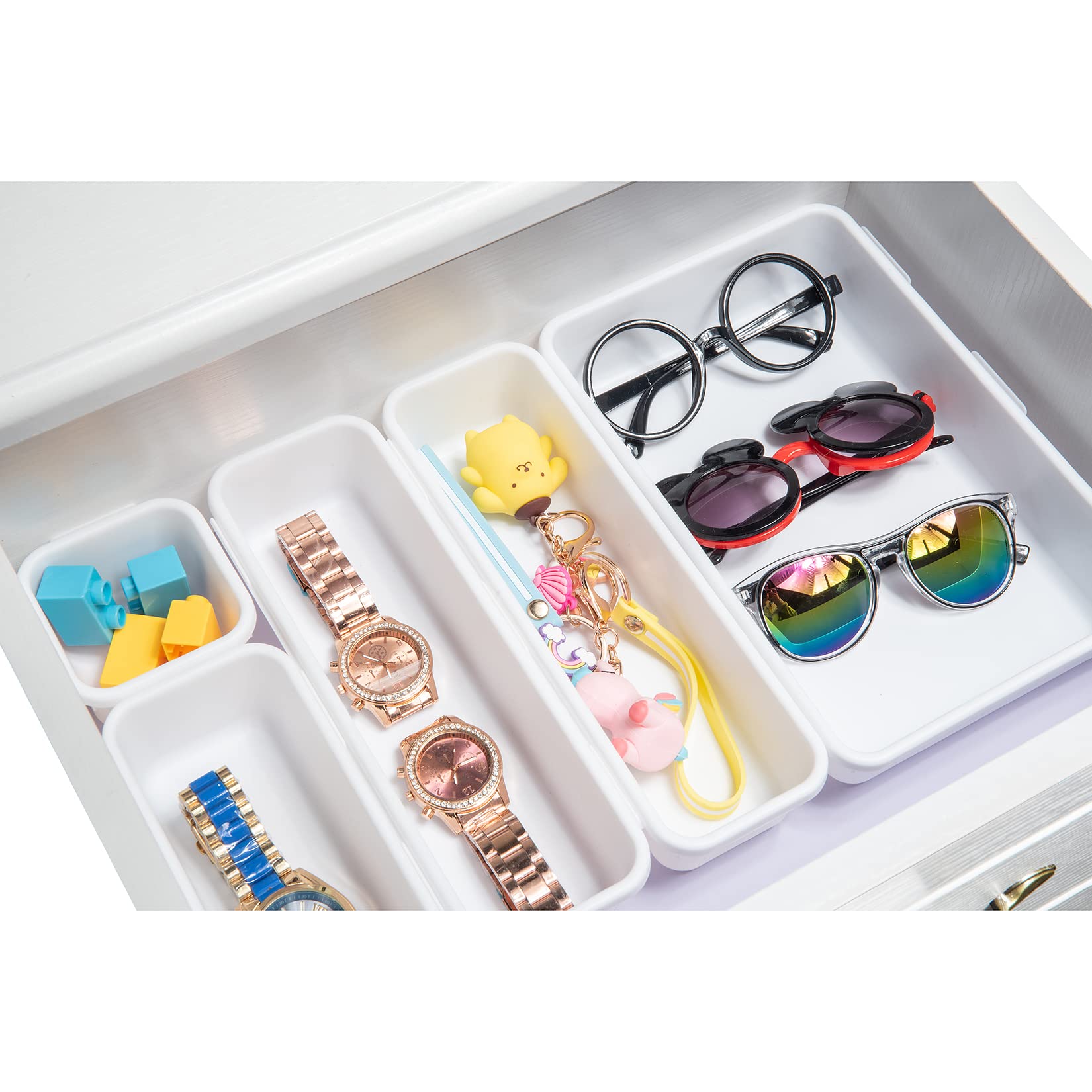 Backerysupply Interlocking Desk Drawer Organizer Separators For Kitchen, Bathroom, Makeup, Office (Set Of 10)