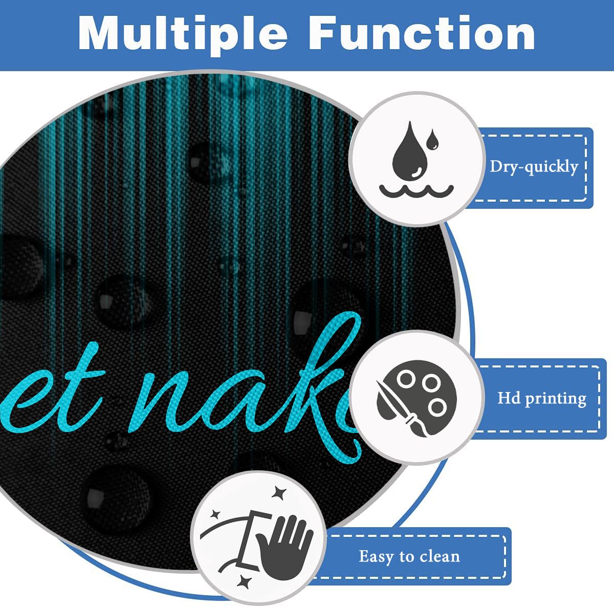 Aatter Teal And Black Shower Curtain Get Naked Turquoise Aqua Funny Adults Cool Abstract Ombre Art Aesthetic Gothic Mens Boys Te