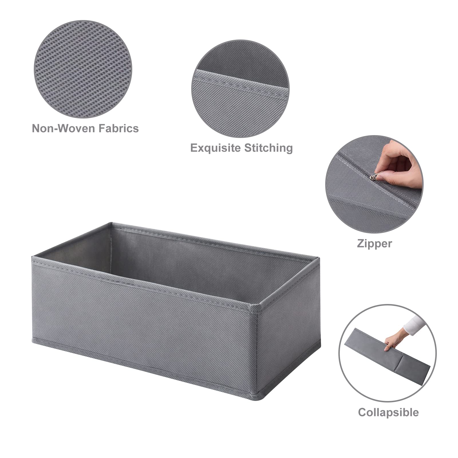 Coorganisers 6 Packs Dresser Organizers,Drawer Organizers for Clothing,Baby Organizers and Storage Drawers,Woven-Fabric Dresser