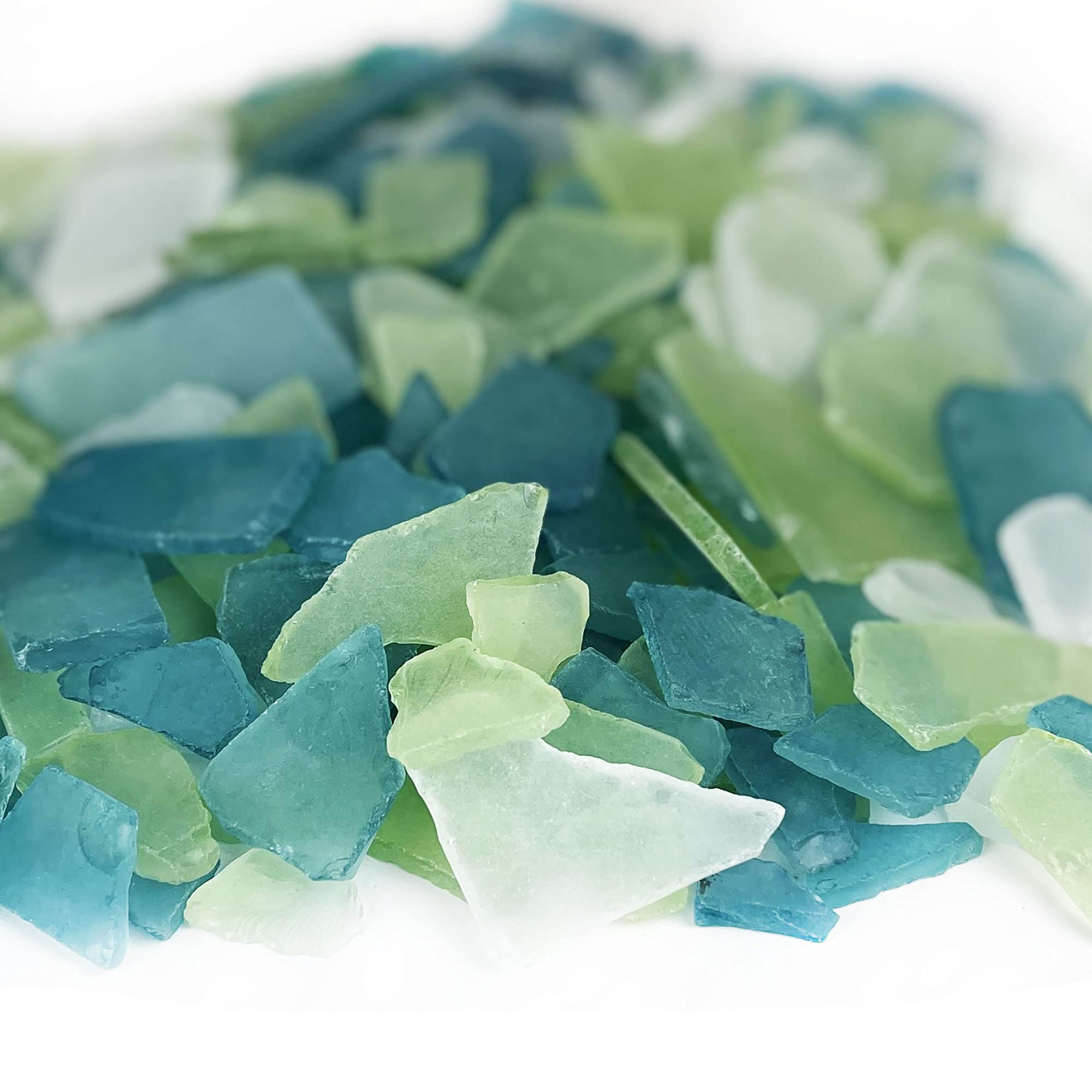 CYS EXCEL Sea Glass 24 Ounces Light Blue & Light Green & Clear Mix | Multiple Color Choices Crushed Glass Vase Filler | Aquarium