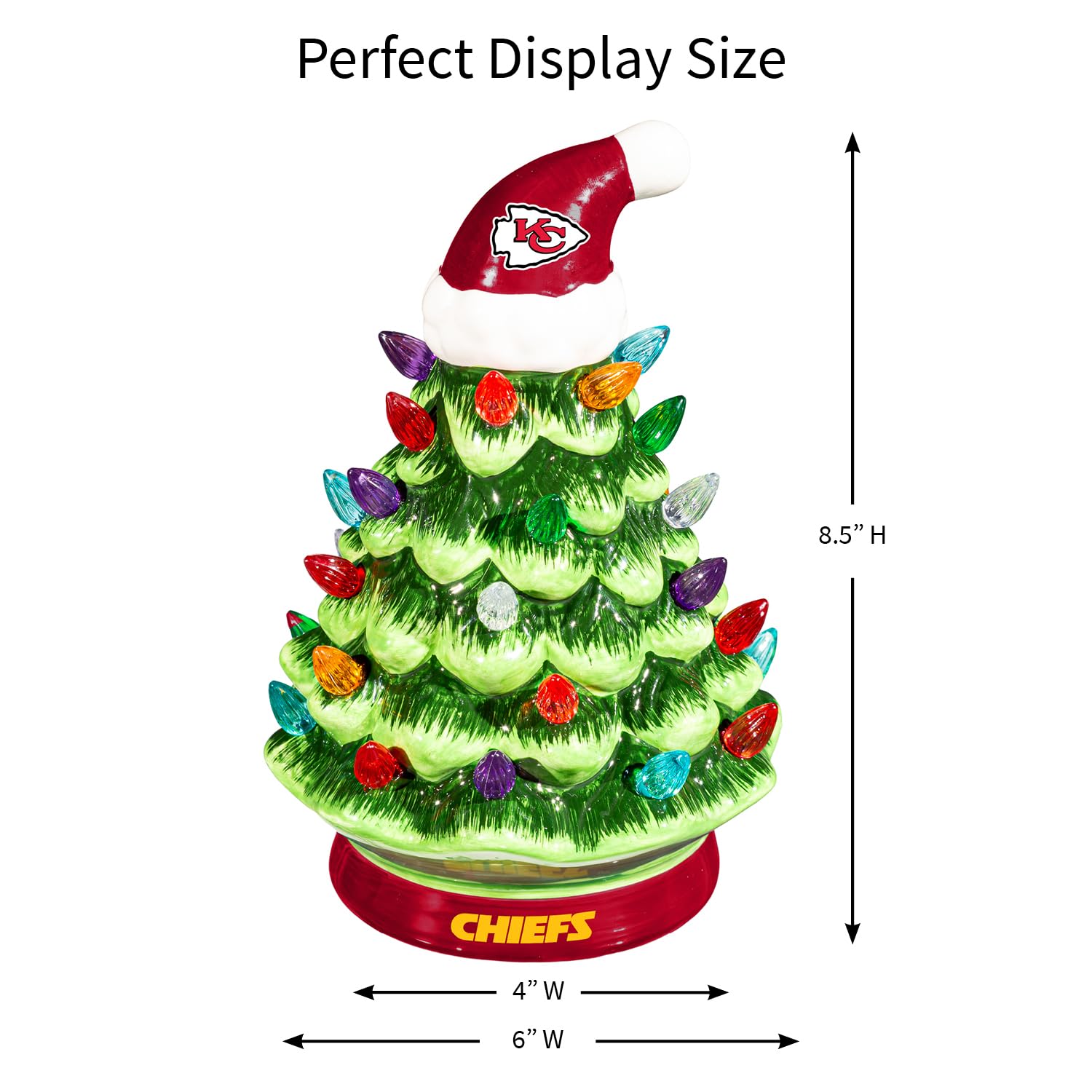 NFL Kansas City Chiefs Christmas Trees That Light Up | 8 LED Vintage Christmas Tree | Officially Licensed Team Logo | Christmas
