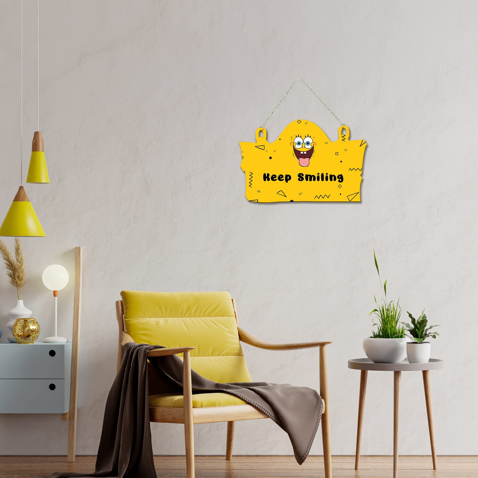 Artvibes Keep Smiling Quote Wooden Wall Hanger for Home | Office | Bedroom | Gifts | Wall Art for Living Room Wall | Decoration