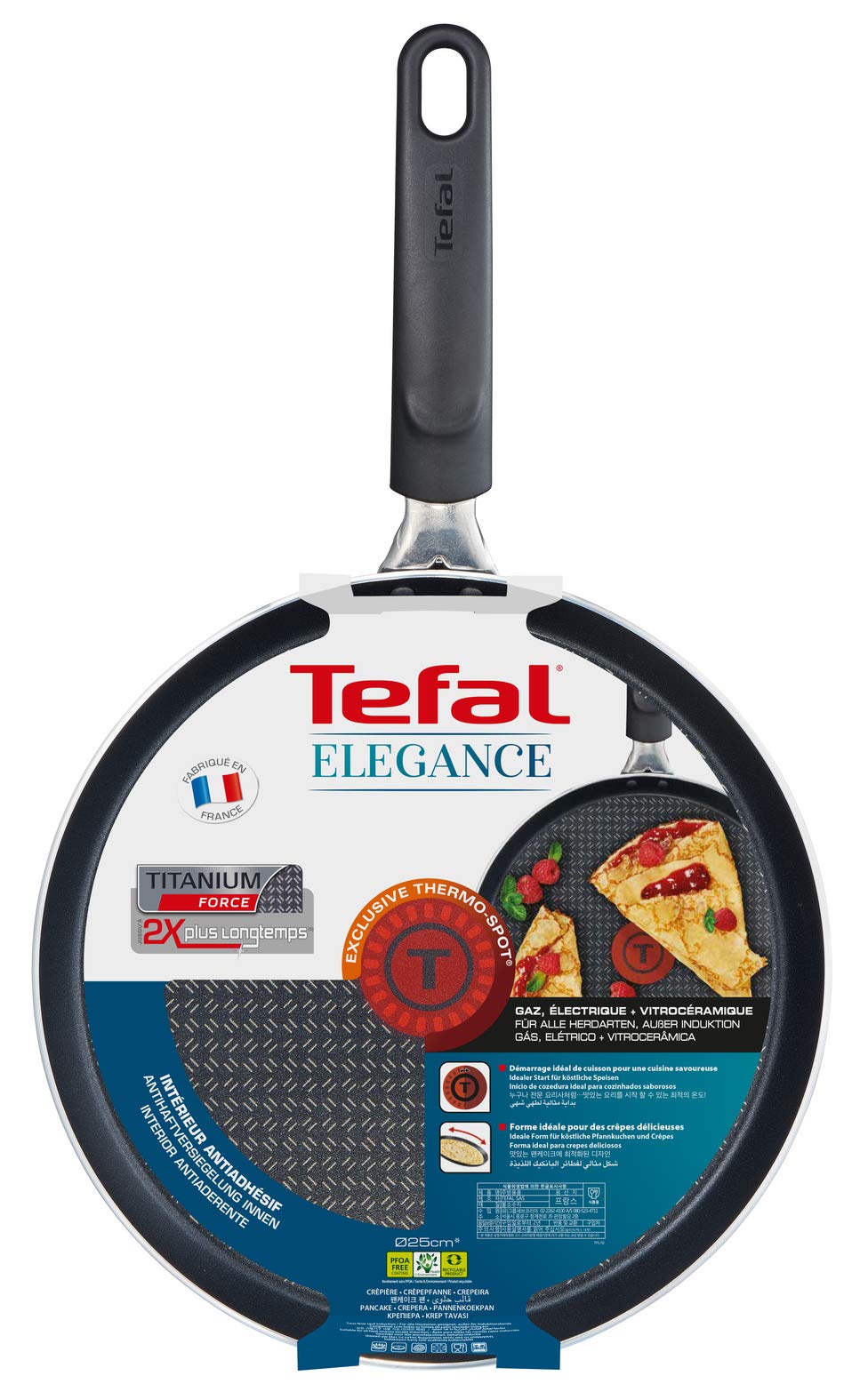 Tefal Elegance Aluminium Crepe Pan  Aluminium  Black  43 x 25 8 x 5 5 cm