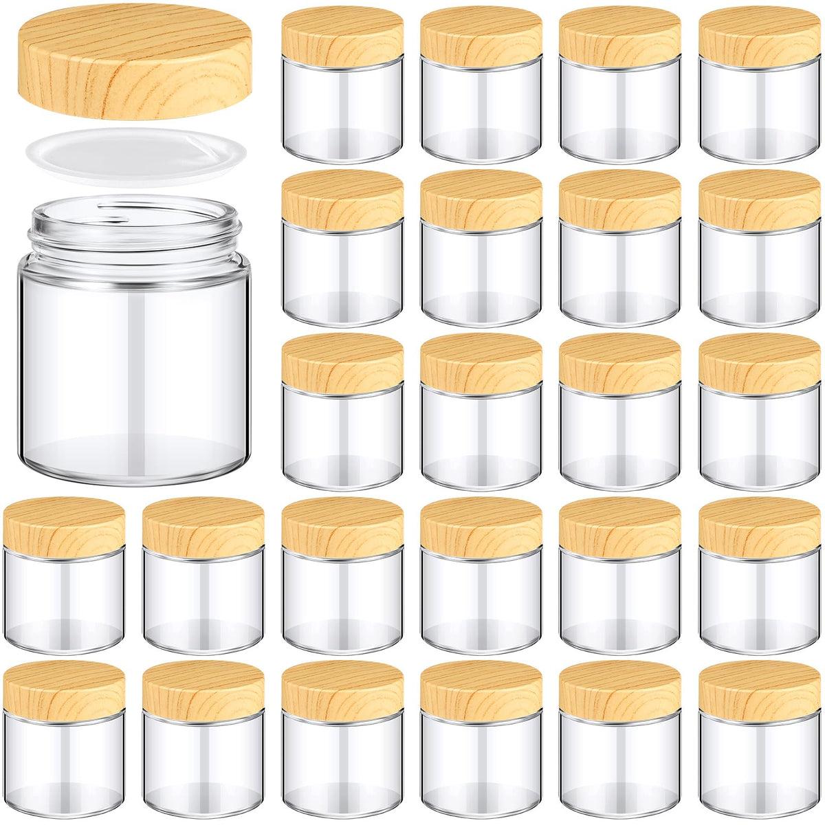 Norme 24 Pcs 4 Oz Glass Jars With Lids Empty Small Glass Containers With Lids Inner Liners Reusable Glass Cosmetic Jars Round Ai