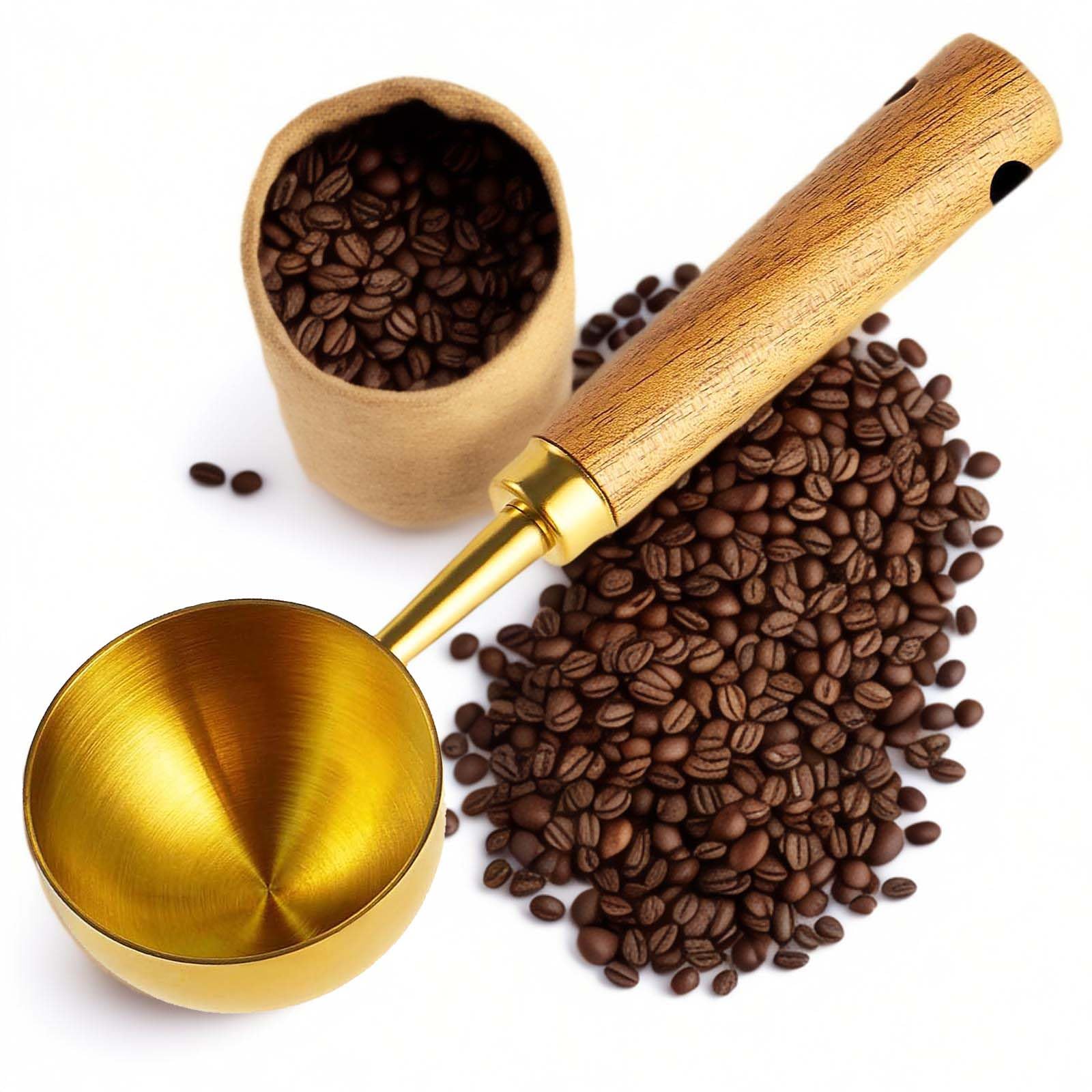 Coffee Scoop For Ground Coffee,Coffee Beans And Tea,10G-Measuring Tablespoon-304 Stainless Steel Coffee Spoon With Nature Walnut