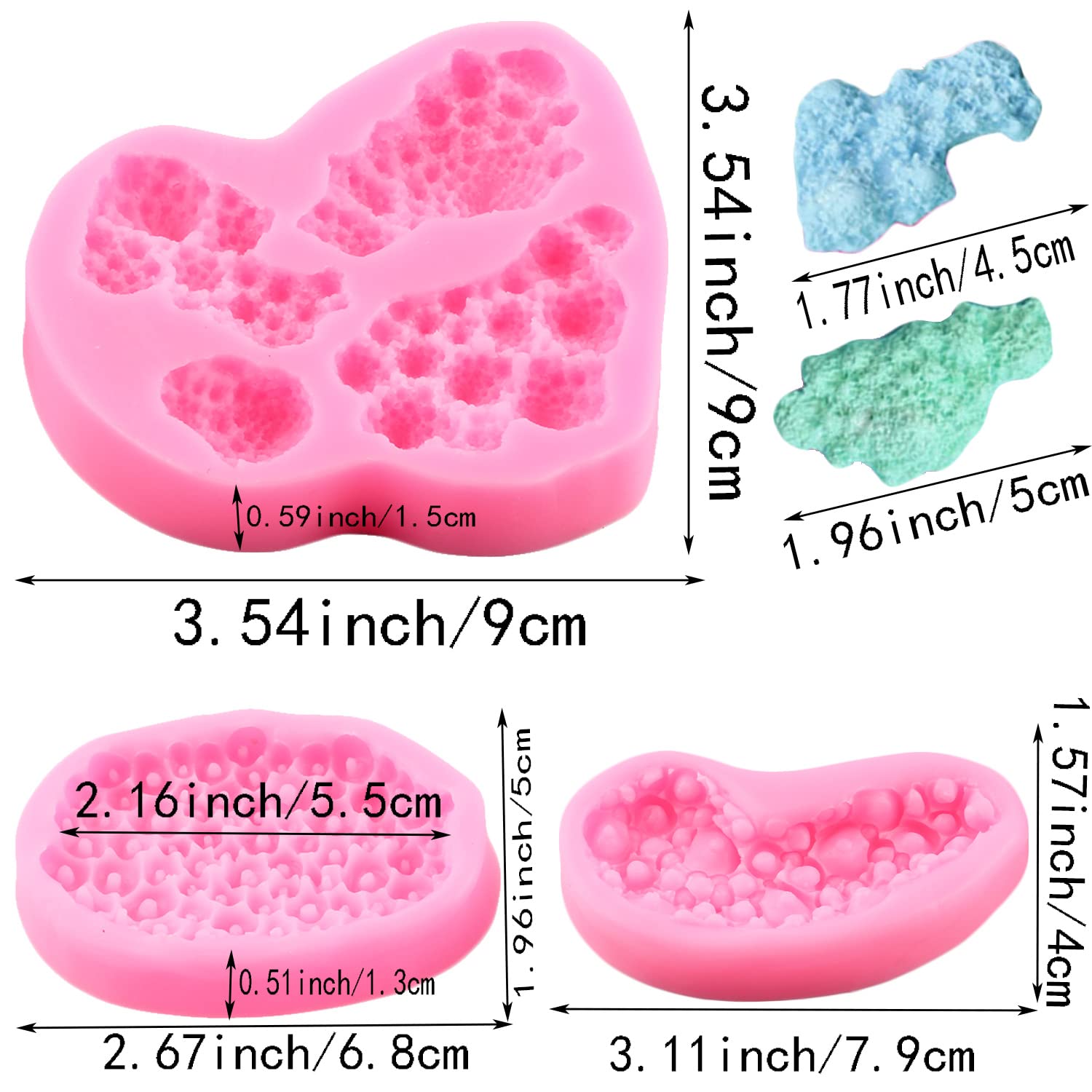 Mujiang Sea Coral Chocolate Fondant Silicone Molds For Cake Decorating Baking Candy Clay Set Of 3