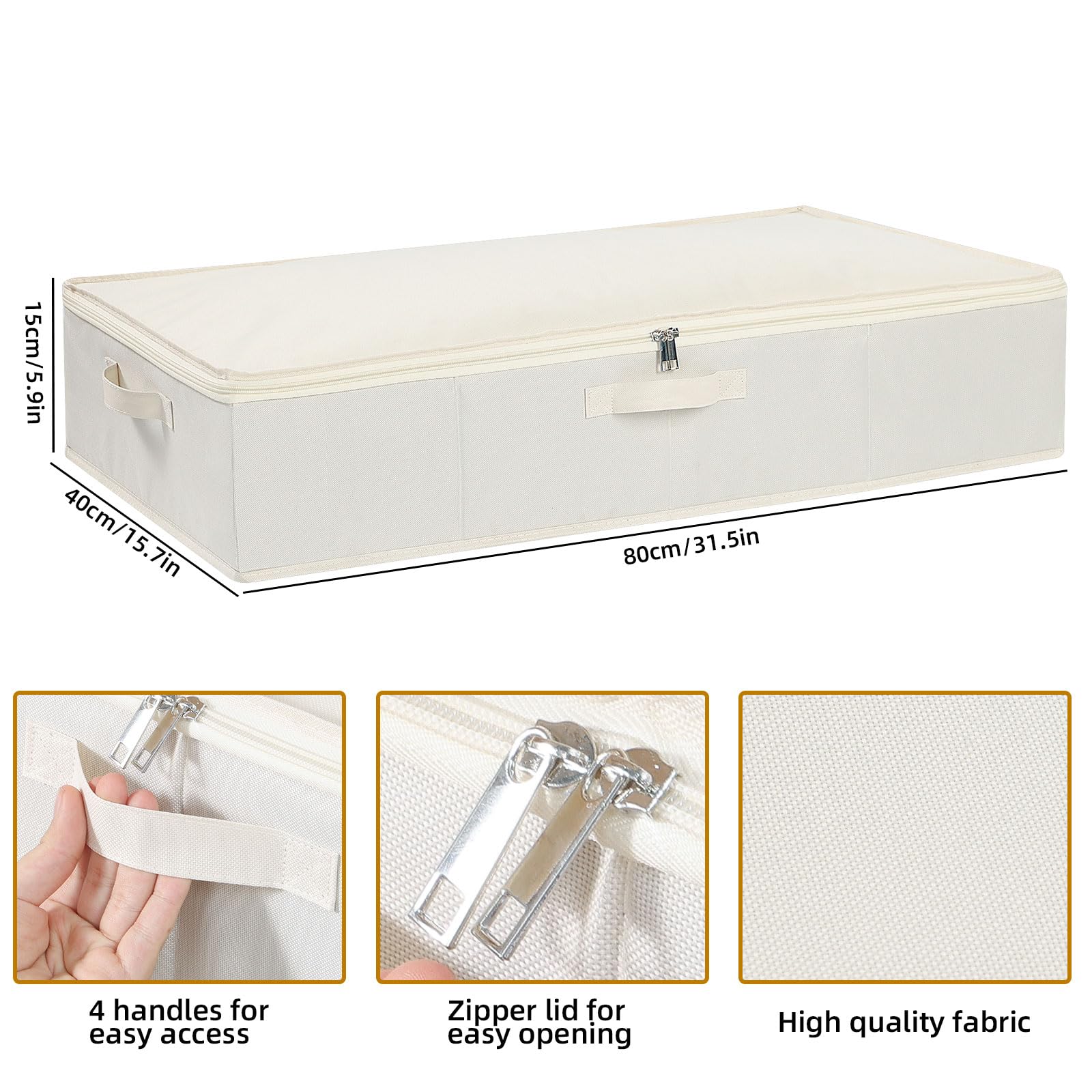 YheenLf Underbed Storage Box, Clothes Organizer With Sturdy Structure and Reinforced Handles for Blanket, Sheets, Pillows, Towel