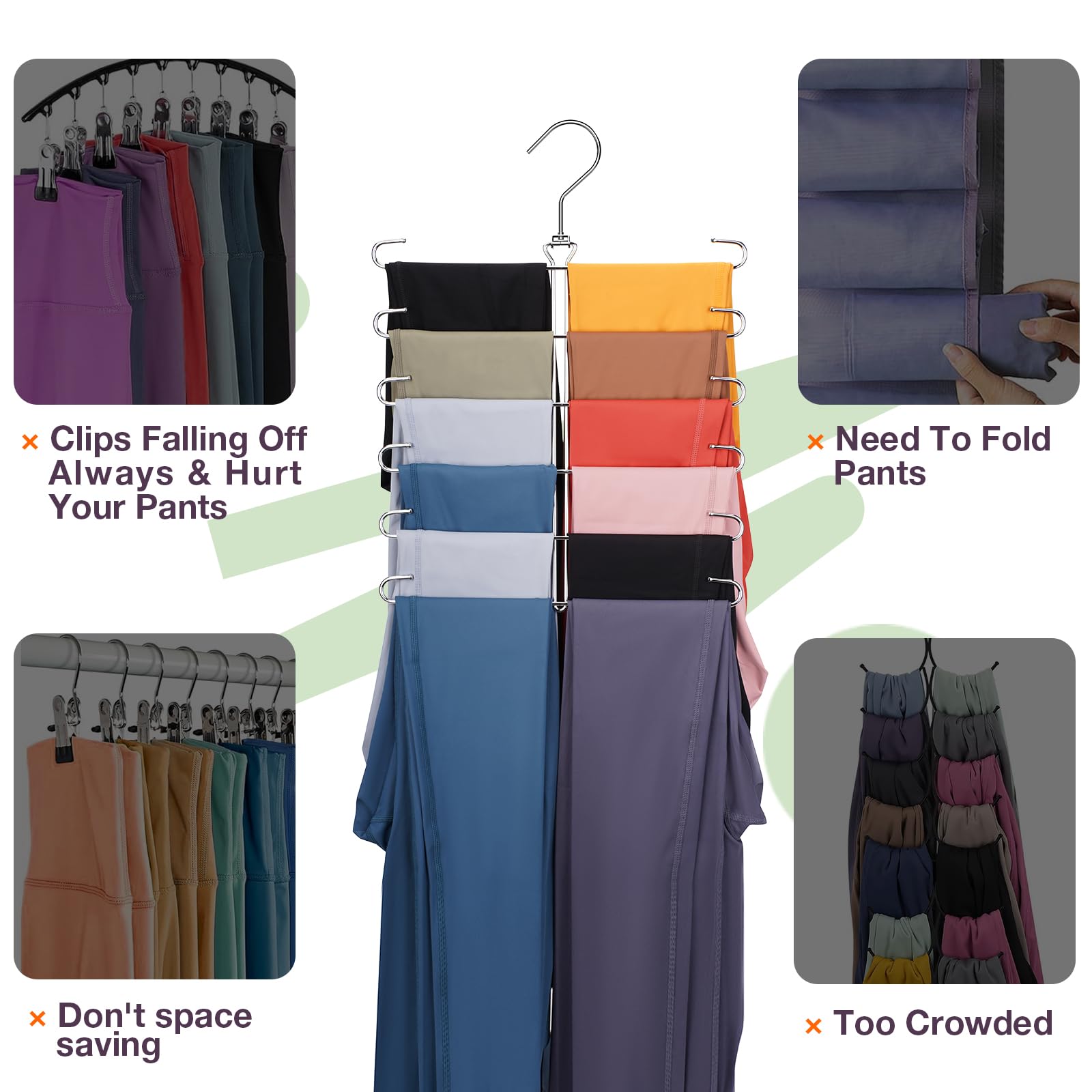 Ulimart Leggings Hangers For Closet,Metal Pants Hangers Hold 12 Leggings,Scarf Organizer,Closet Organizer For Yoga Pants,Scarf,T