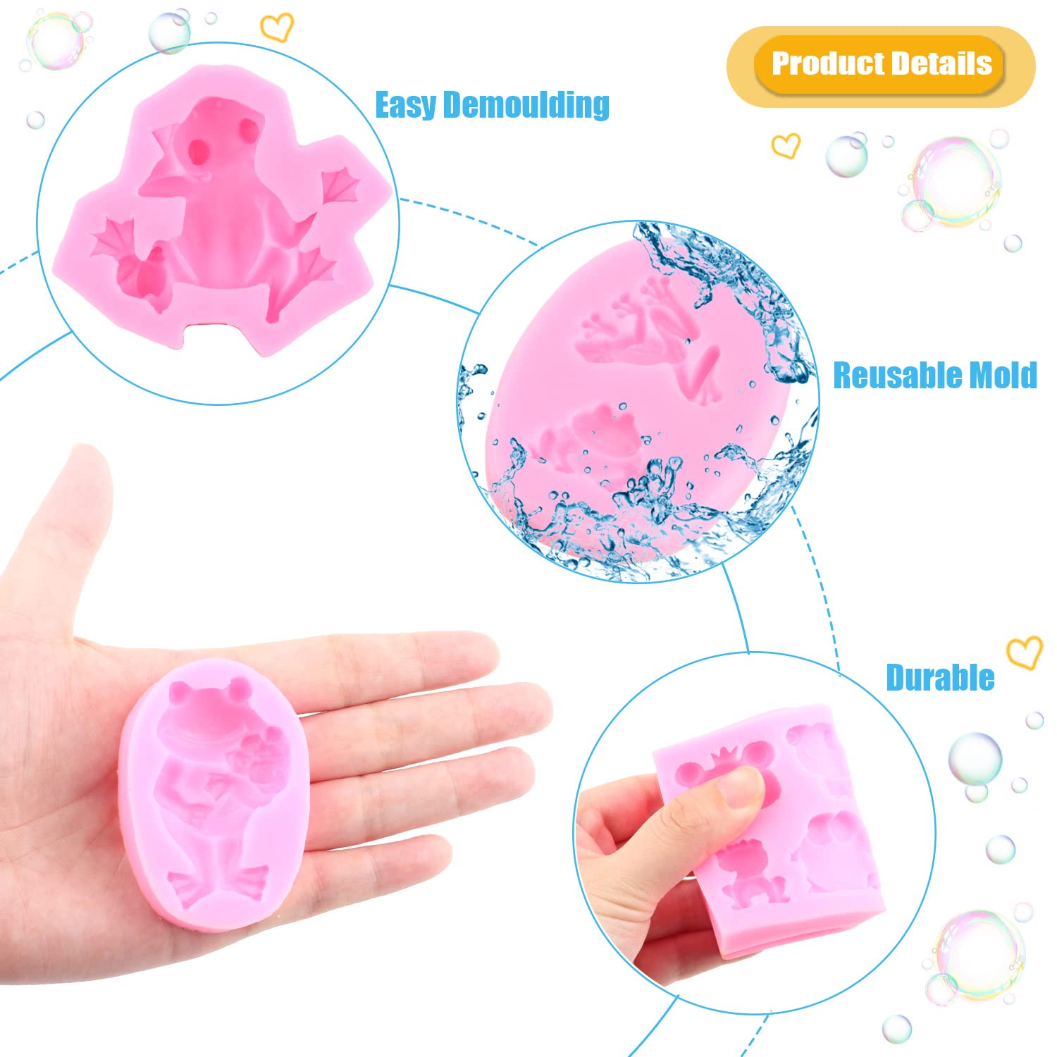 Miyahouse Frog Silicone Fondant Mold For Cake Decorating Cupcake Topper Candy Chocolate Polymer Clay Gum Paste Set Of 4