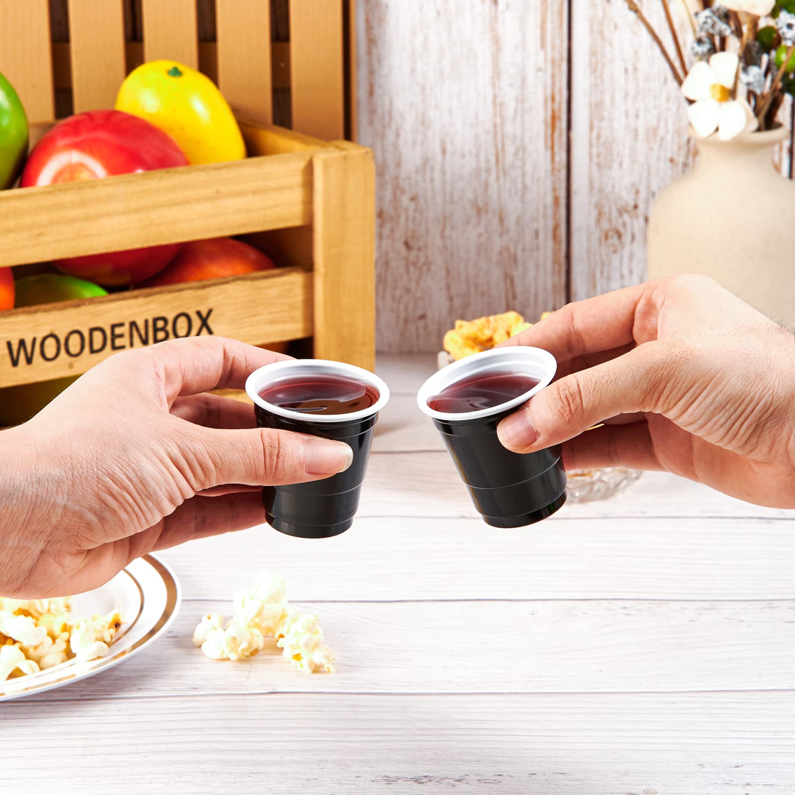 Lilymicky 600 Pack 2 Oz Plastic Shot Glasses, Black Disposable Shot Cups, Mini Black Shot Cups, 2 Oz Party Cups For Christmas Pa