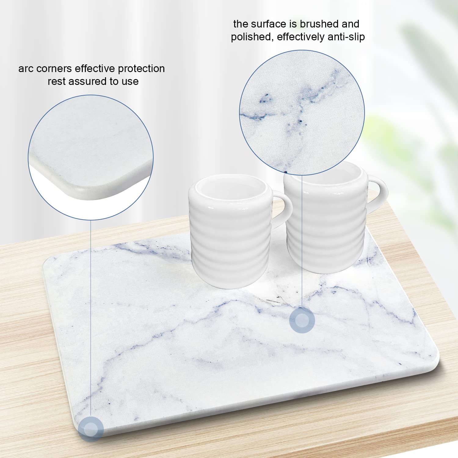 Yuxsm Stone Drying Mat For Kitchen Counter,Ultra Absorbent,Fast Drying,Non-Slip,Heat Resistant Mat Kitchen Gadgets,Stone Dish Dr