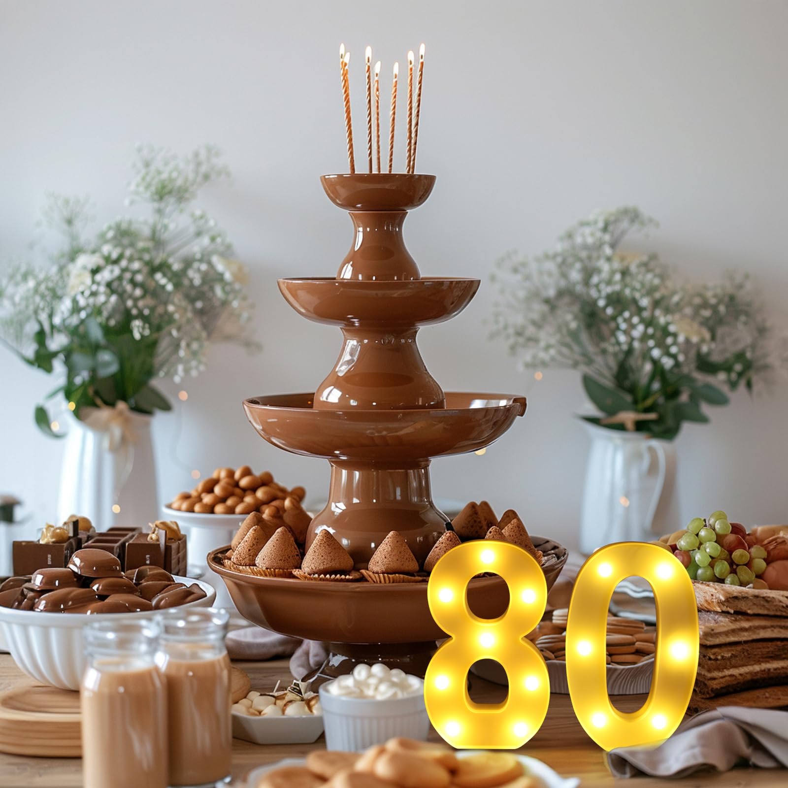 80th Birthday Decorations for Women Men,Happy 80 Birthday Decorations for Centerpieces Table,80 Light Up Numbers Sign Led for Pa