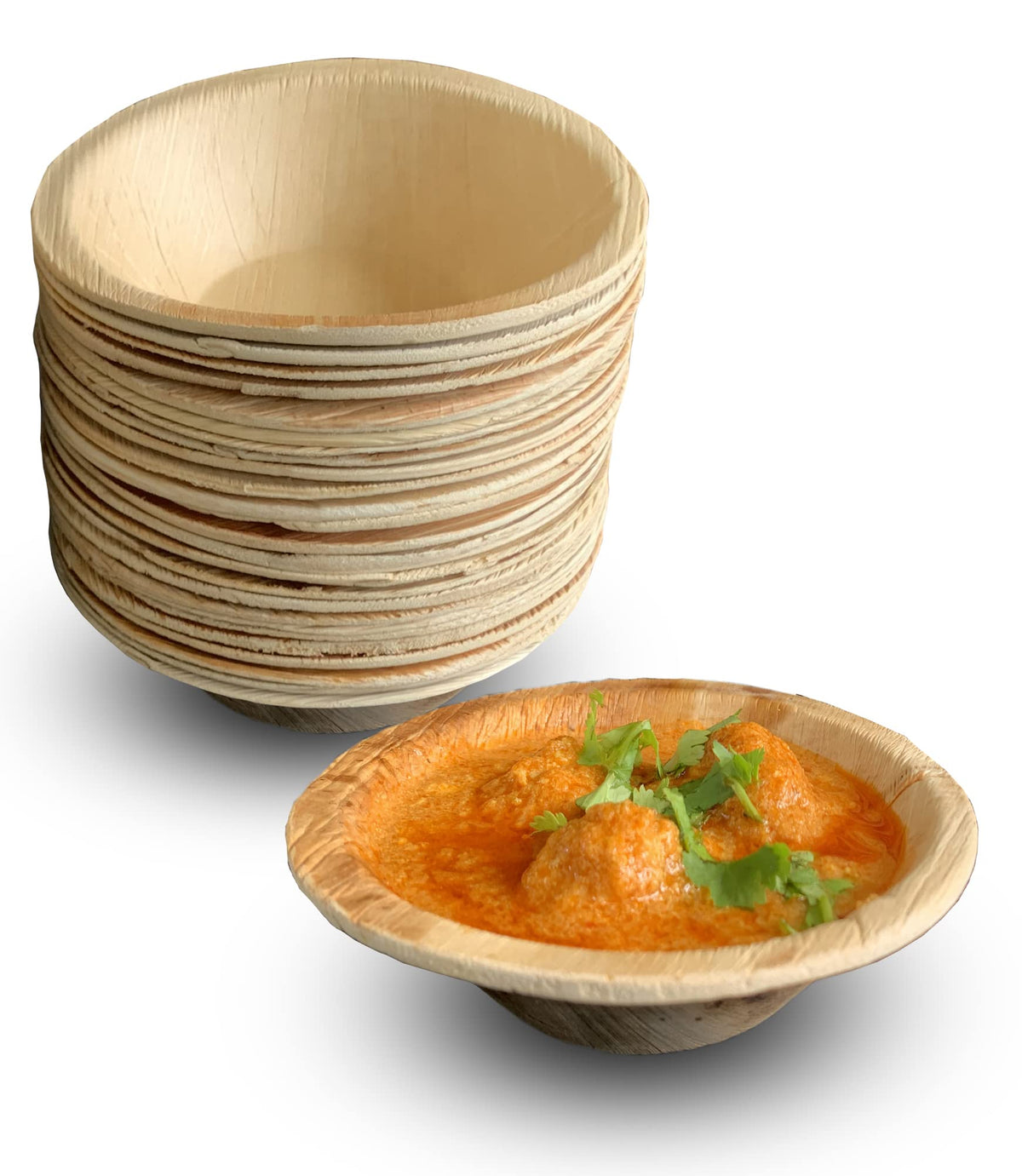 Raj Disposable Palm Leaf Bowls (25 Count, 5'' Bowls) Strong Bowls Like Bamboo Party Bowls - Decorative Compostable Tableware For