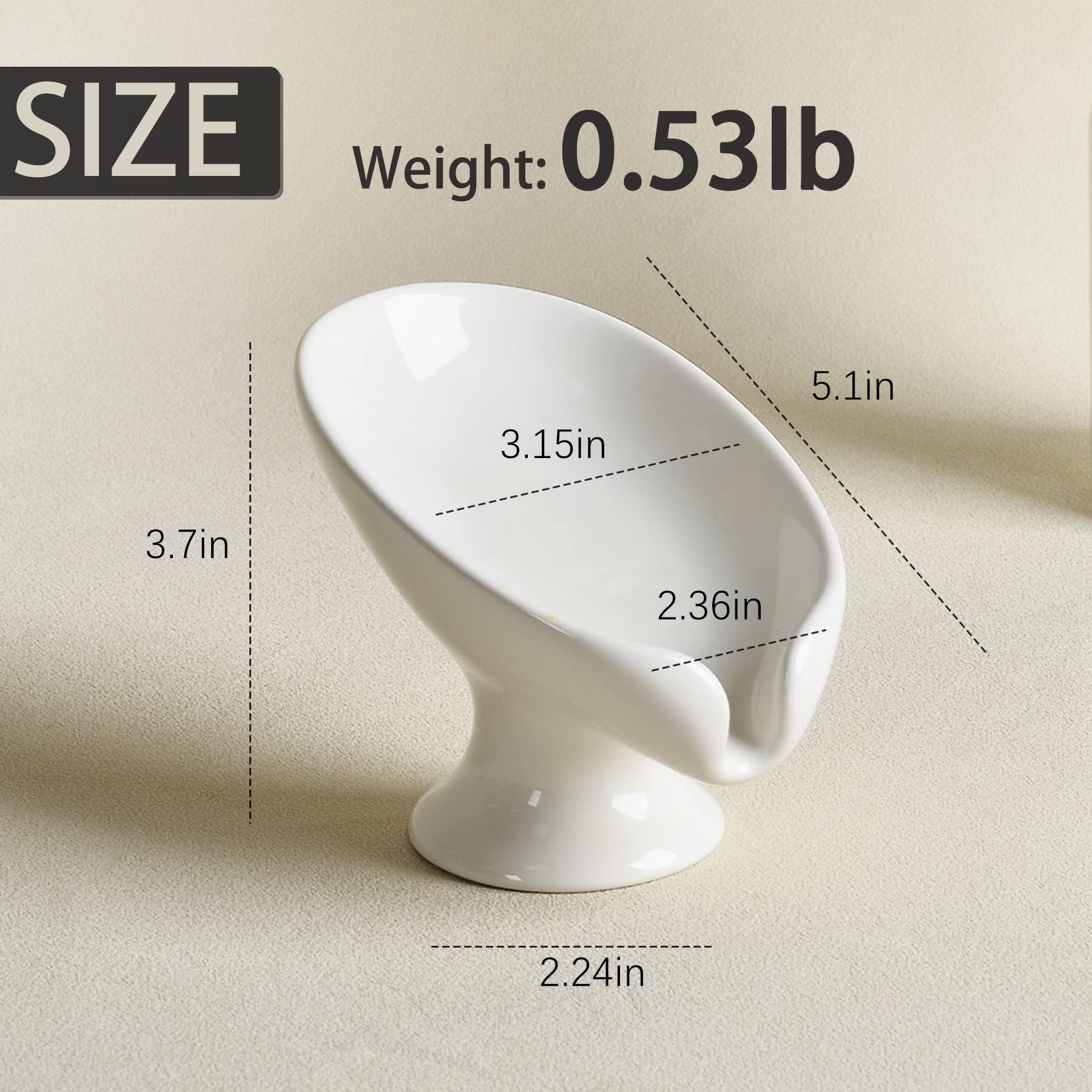Soap Dish 2Pack, Ceramic Soap Holder Self Draining Cream White Leaf-Shape Soap Dishes For Bathroom Kitchen, Bar Soap Holder, Eas