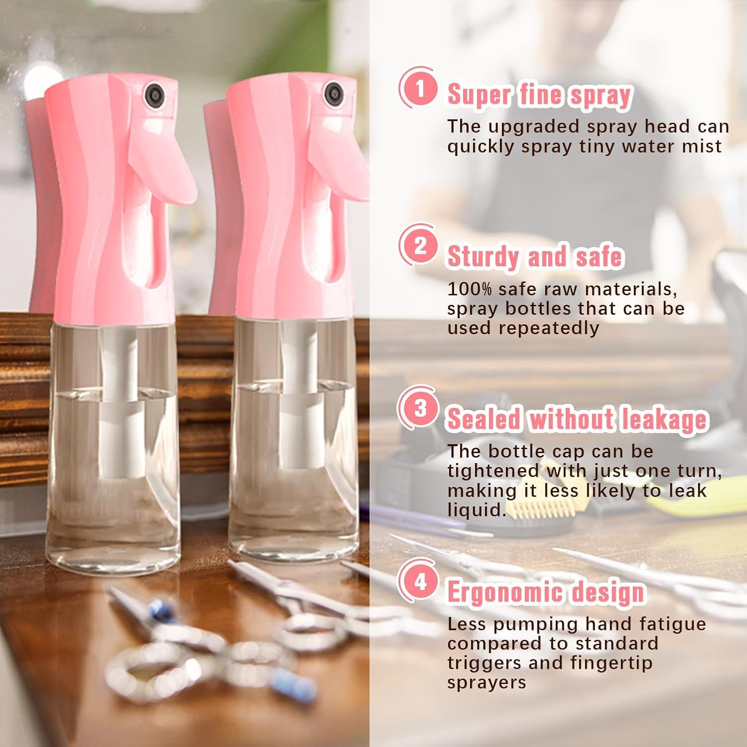 Spray Bottle, Fine Mist Spray Bottle For Hair, Ultra-Fine Continuous Spray Bottle For Skincare, Plant Care, Pet Grooming, Cleani
