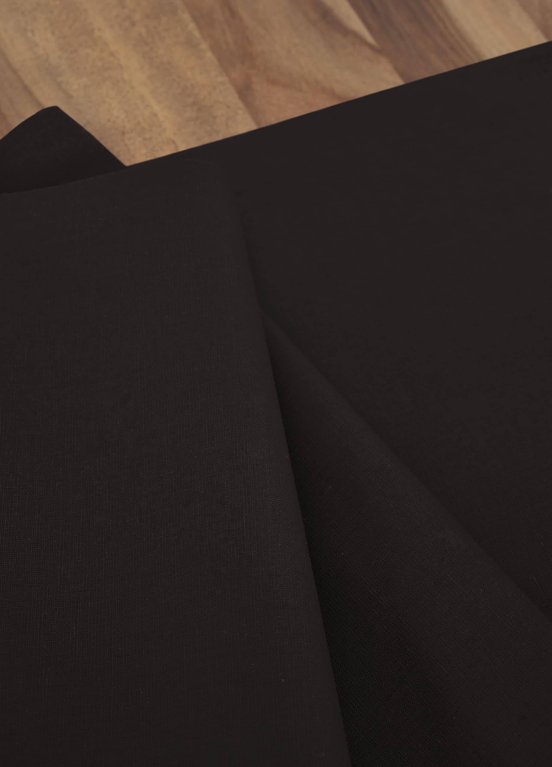 Solino Home Placemats 19'' L X 14'' W Inch - Dru Cotton Linen Black Cloth Placemats Set Of 4 - Washable Fabric Place Mats For Sp