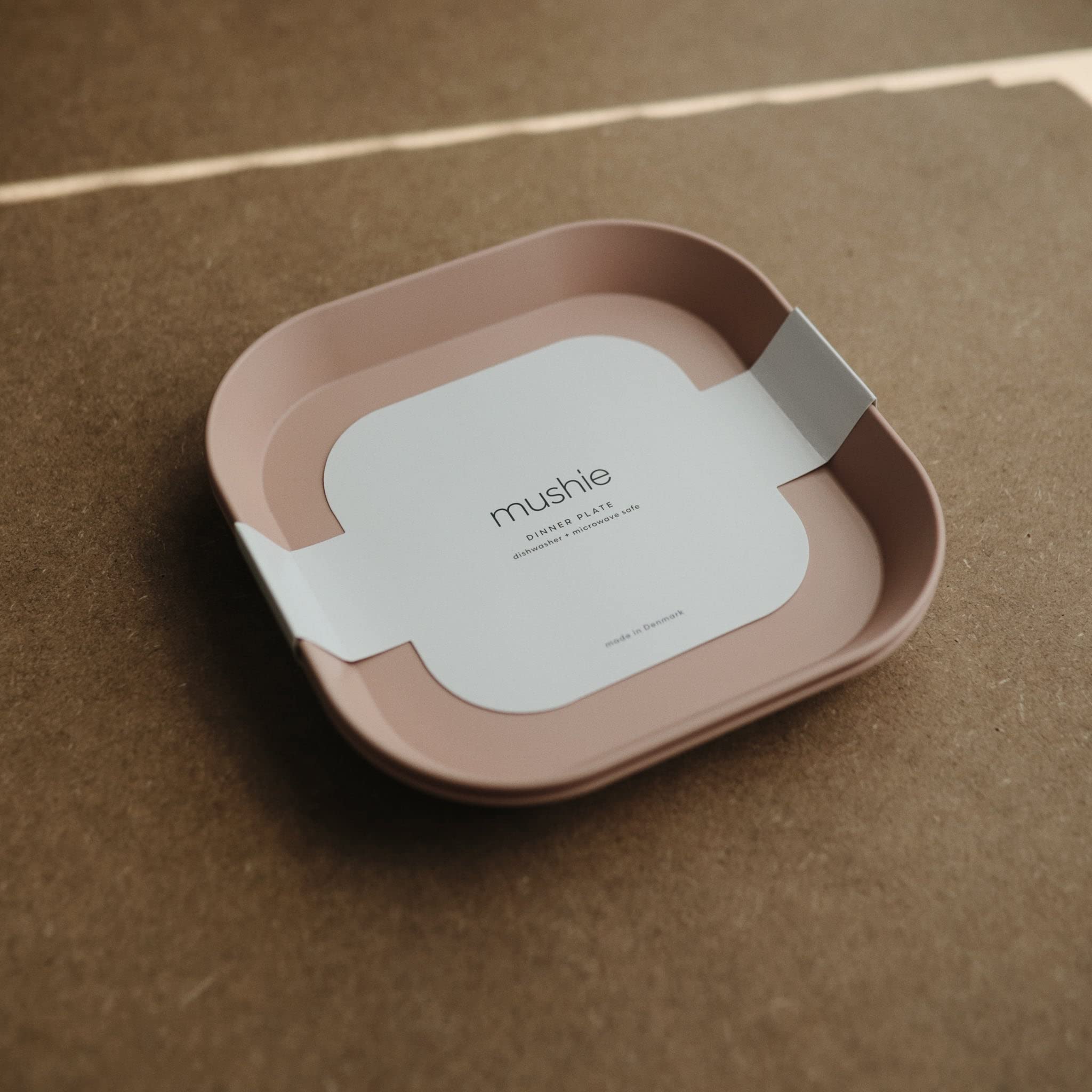 mushie Square Dinnerware Plates for Kids | Made in Denmark, Set of 2 (Blush)