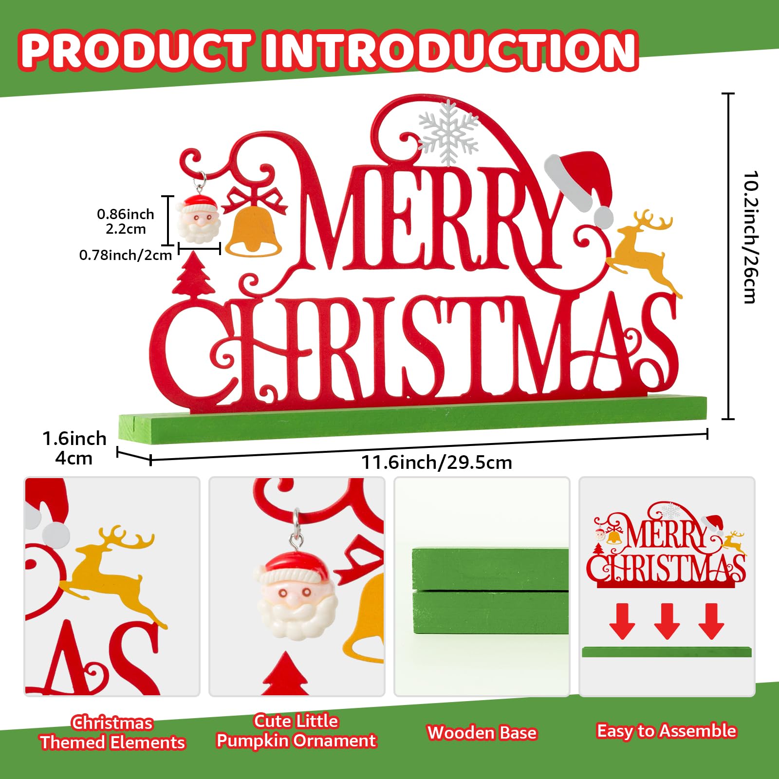 KHJCXS Metal Holiday Table Sign Decor, Decorations Tabletop Centerpiece for Home, Office, Shelf, Tiered Tray, Mantel, Indoor, Me