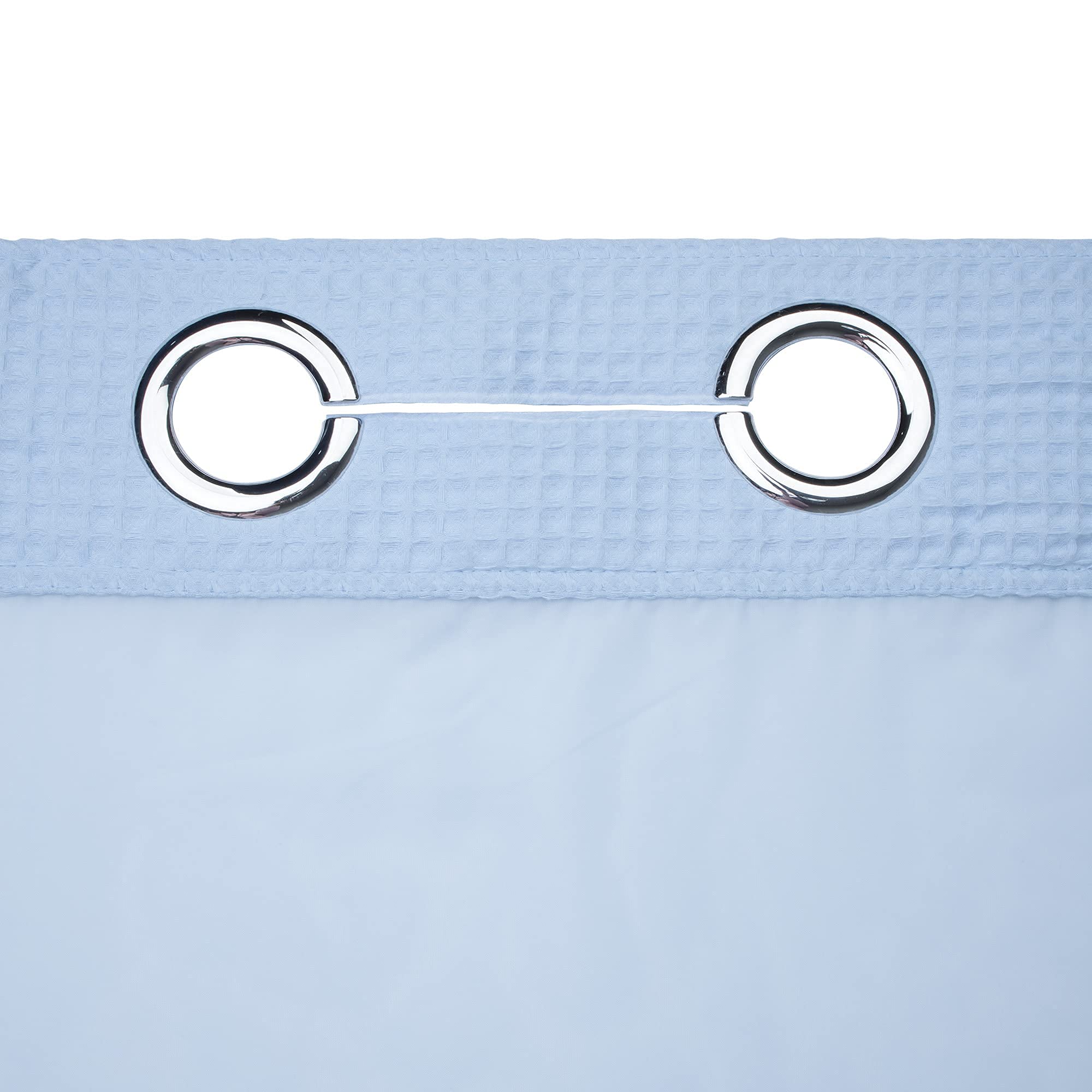 River Dream Sky Blue Fabric Shower Curtain Set, Cotton Blend, Waffle Weave, With Snap In Replacement Liner,71 X 86 Inches