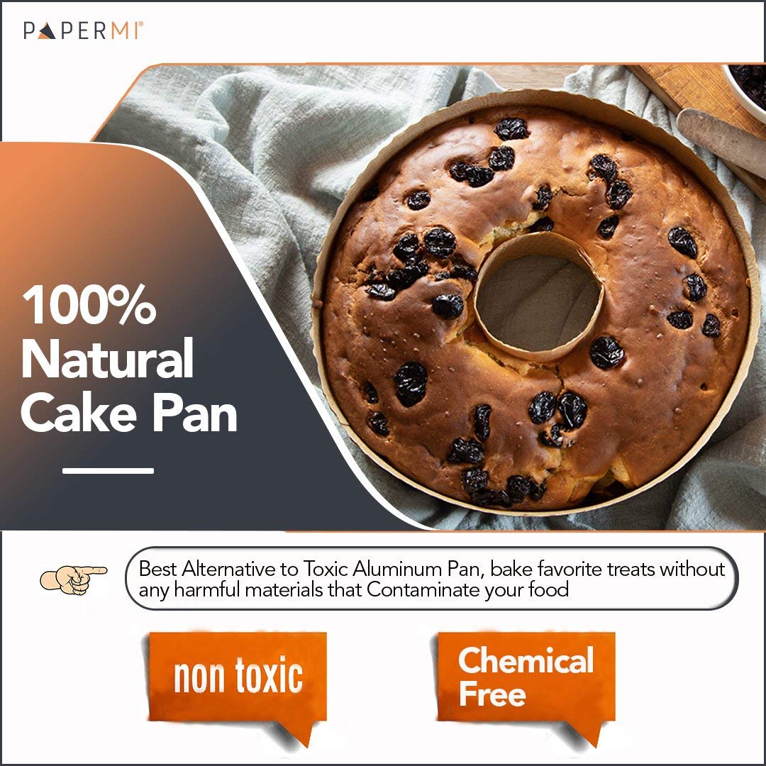 Round Paper Cake Pans - 12Pcs, 8    X 2.4   , 35Oz - Oven, Microwave & Freezer Safe Panettone Paper Mold With Hole - Non Stick,