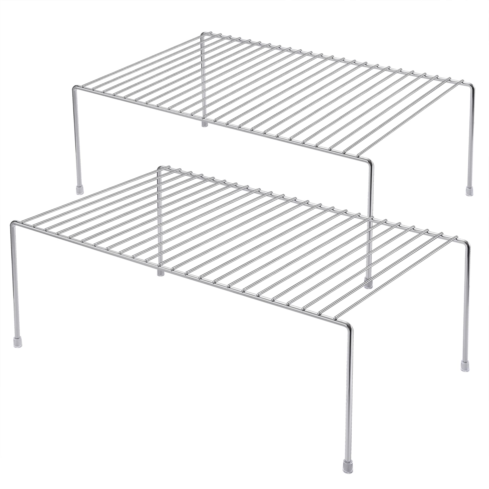 iPEGTOP Kitchen Cabinet Storage Shelf Rack, Set of 2 Large (15.7 x 9.4 Inch) Rustproof Metal Wire Shelves Spice Shelf Rack Cupbo