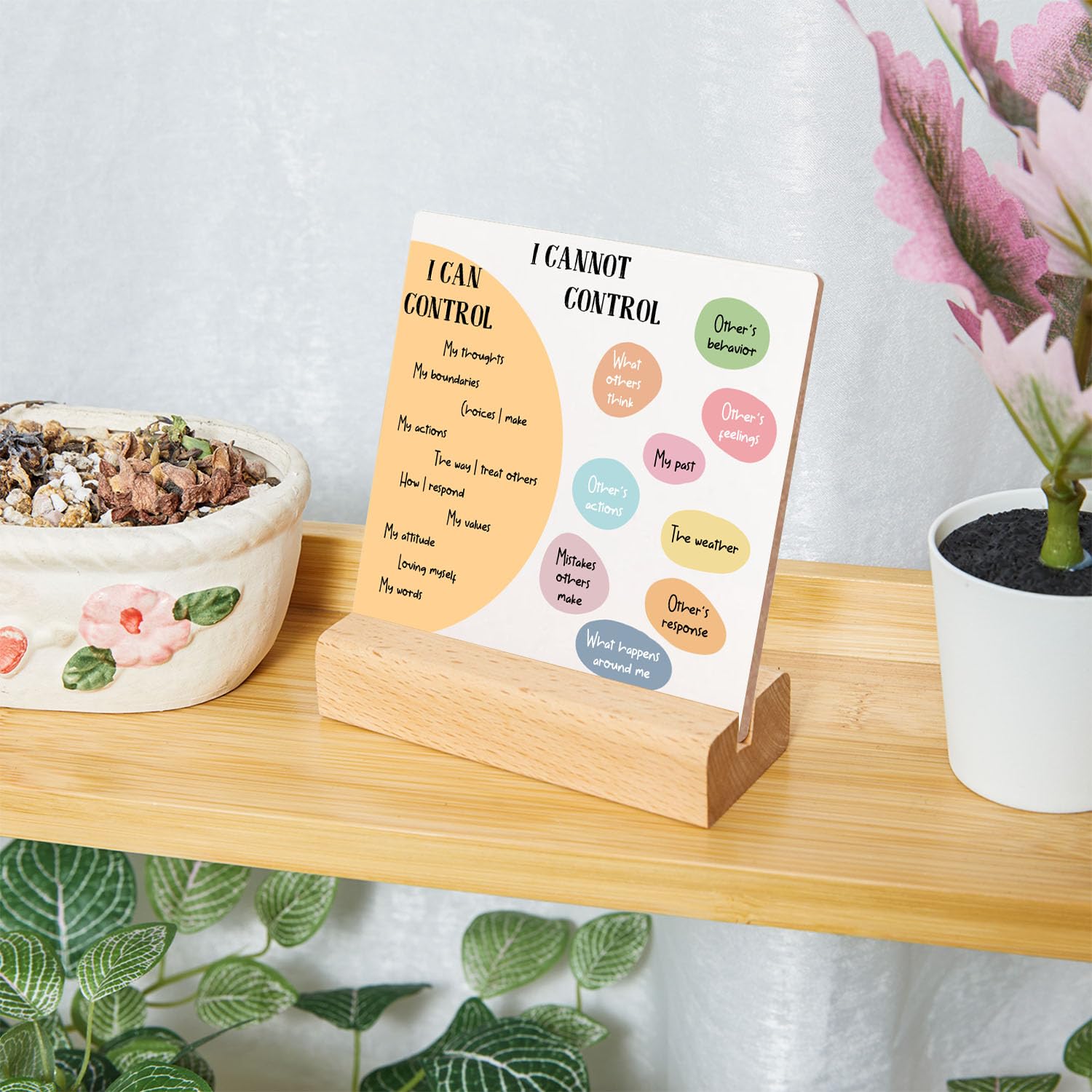 Inspirational Office Desk Decor Wooden, Mental Health Gifts, Recovery Self Care Encourage Gifts, Psychology Motivational Decorat