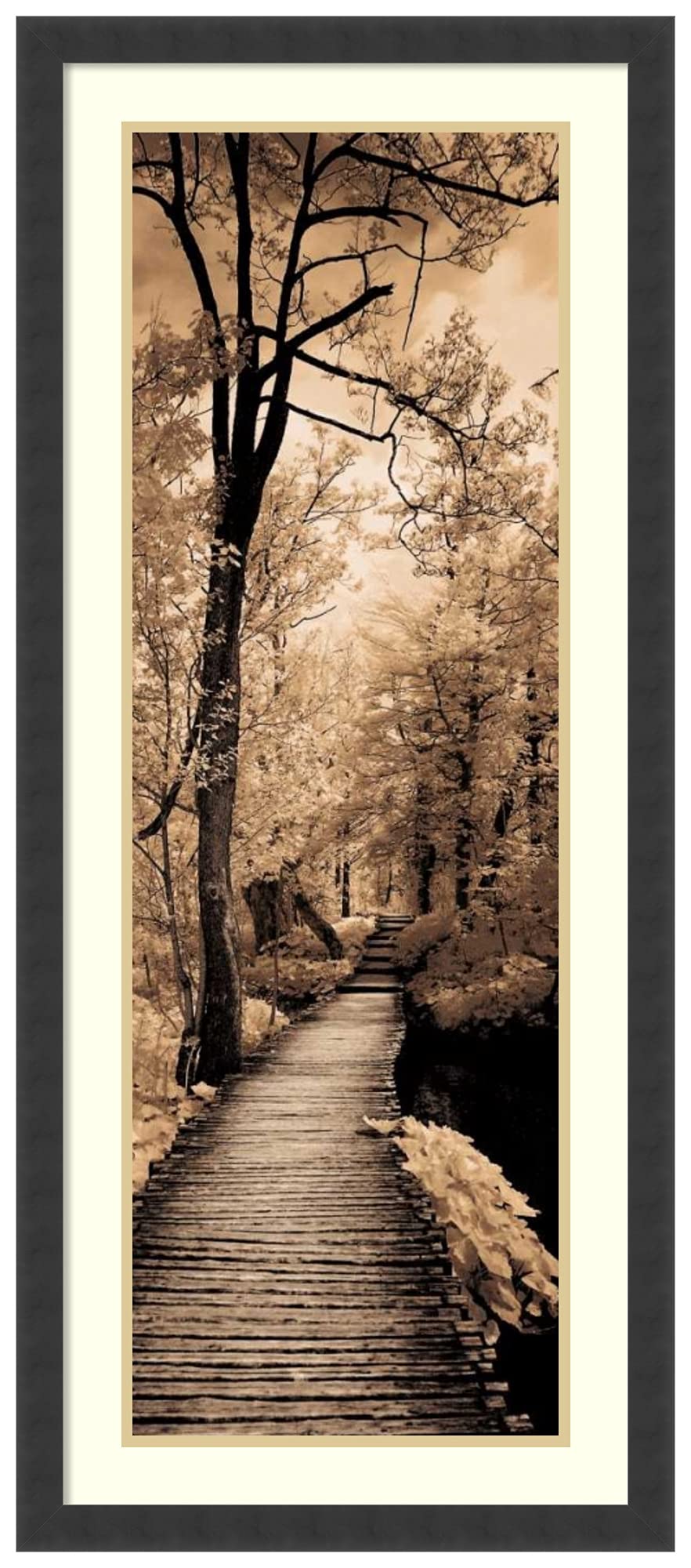 Framed Art Print, 'A Quiet Stroll I' By Ily Szilagyi: Outer Size 18 X 42''