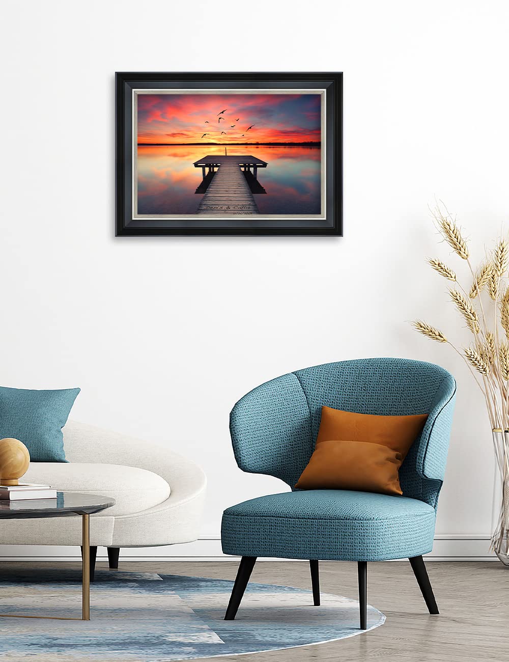 Ipic - Our Own Sunset Personalized Framed Wall Art With Names And Date On, Giclee Prints With Solid Wood Frame, Customized Gift