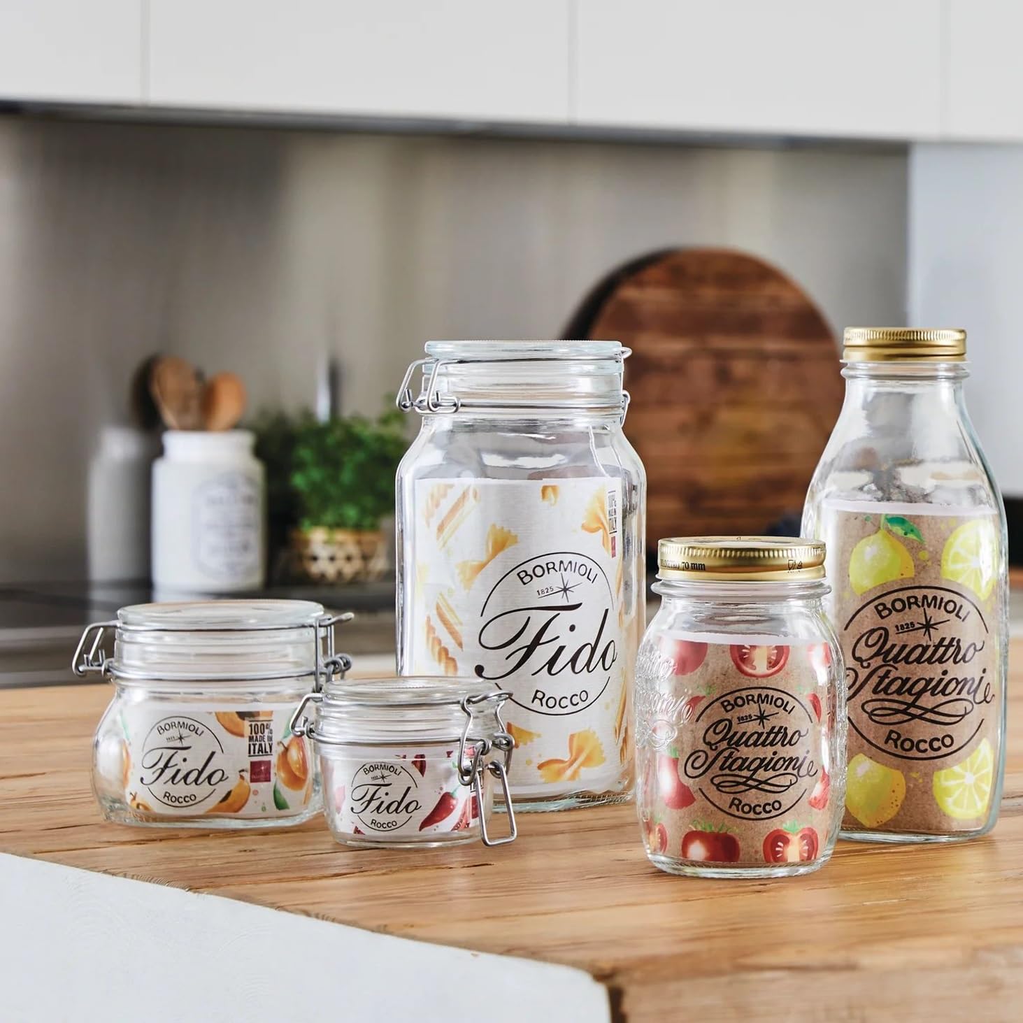 Bormioli Rocco Fido 17.5 Ounce Glass Storage Jars:  17 Ounce  Clear
