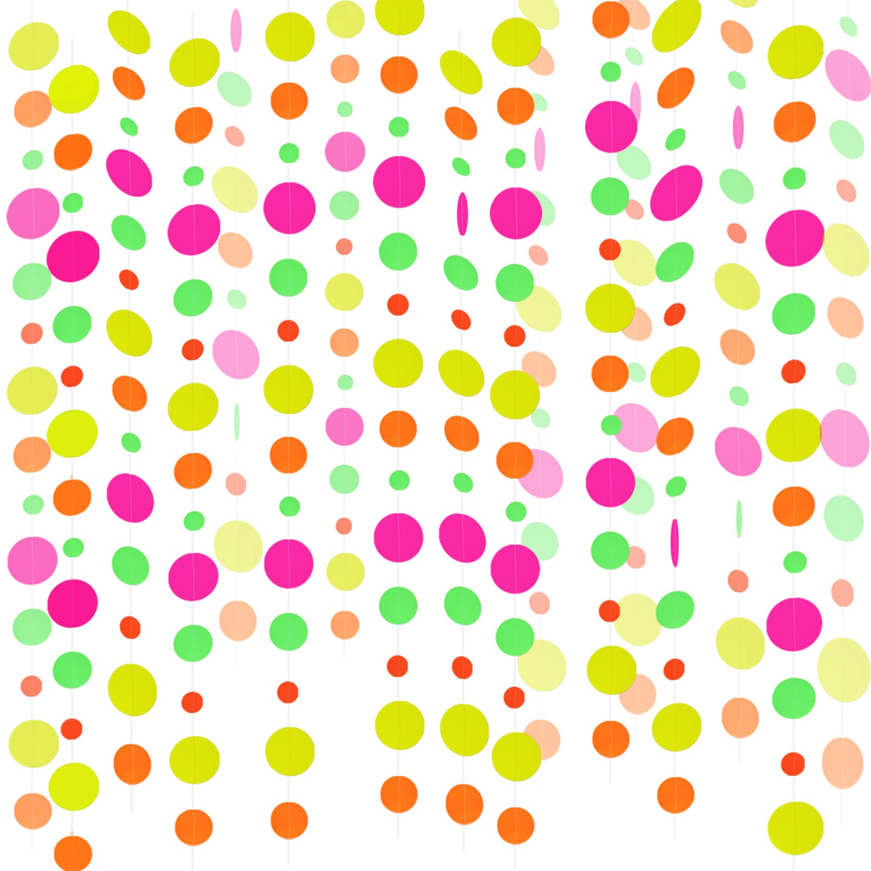 108Feet Paper Uv Round Dot Neon Garland Blacklight Reactive Glow In The Dark Party Supplies Streamers Glow Fluorescent Hanging C