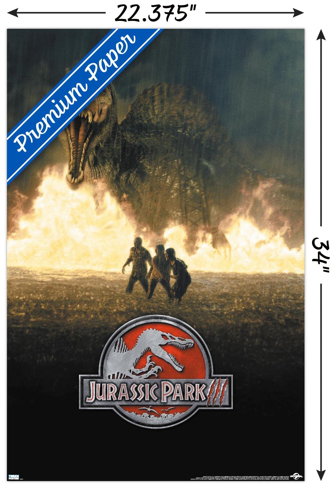 Trends International Jurassic Park 3 - Run Wall Poster, 22.375'' X 34'', Premium Unframed Version