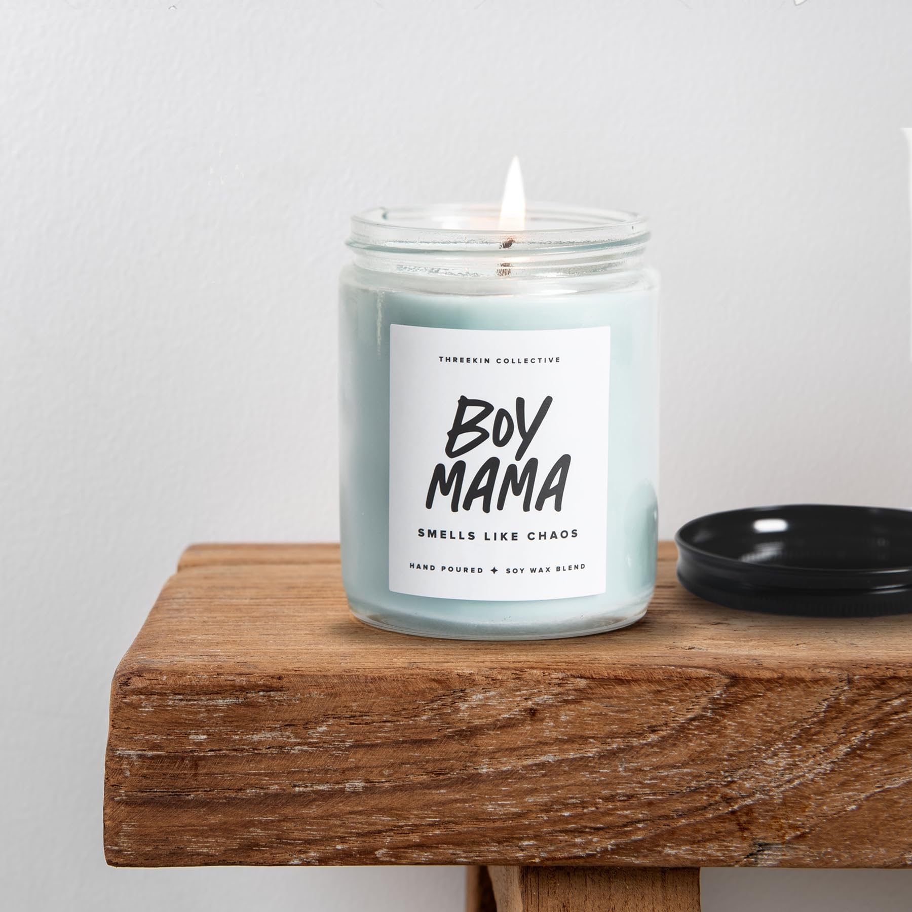 ThreeKin Scented Candles for Boy Mama, Natural Soy Wax Candles for Home, Relaxing Aromatherapy for Moms, Essential Oil Lavender 
