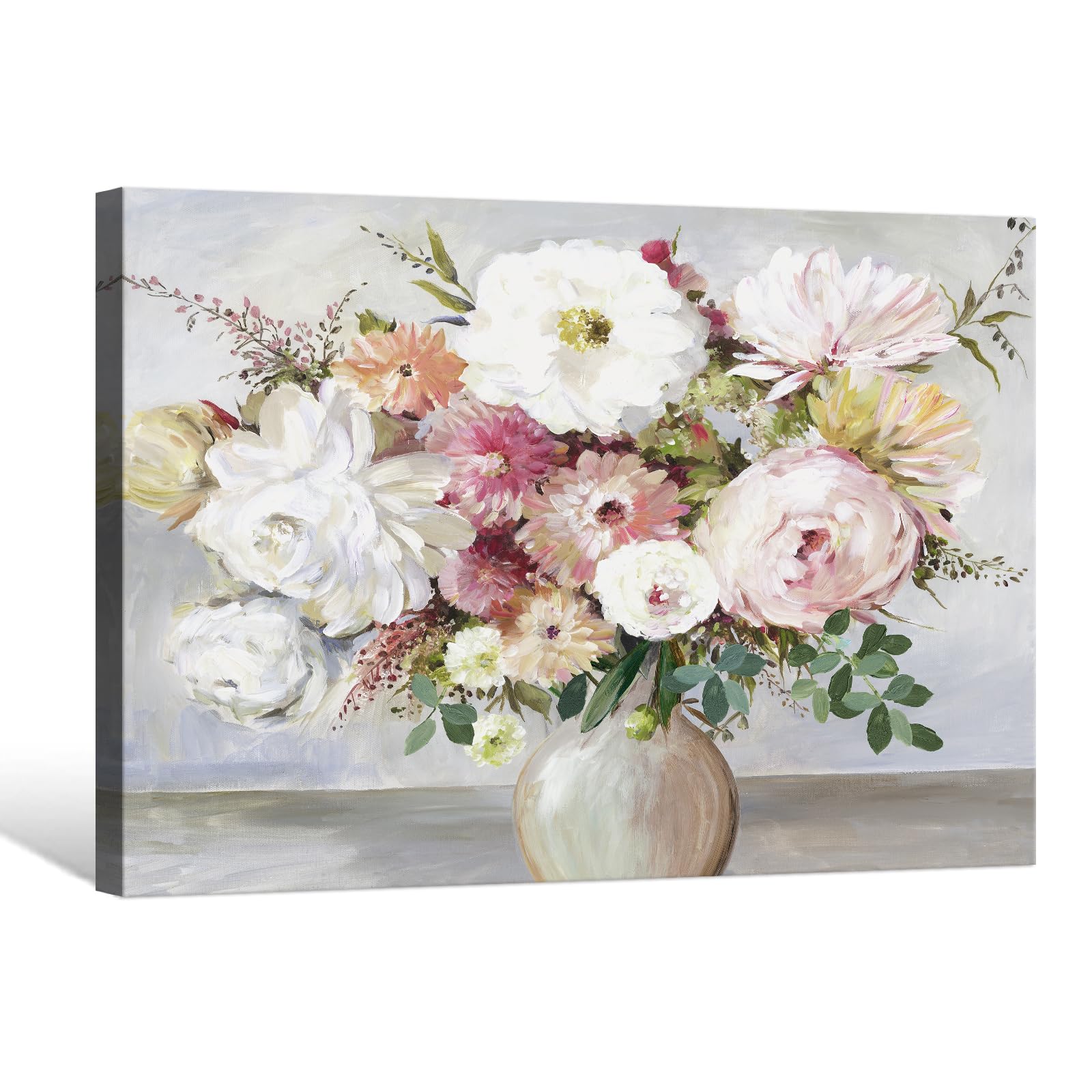 Goldfoilart Colorful Flower Wall Decor Living Room Floral Wall Art In Vase Elegant Picture Prints Painting For Bedroom Dining Ro