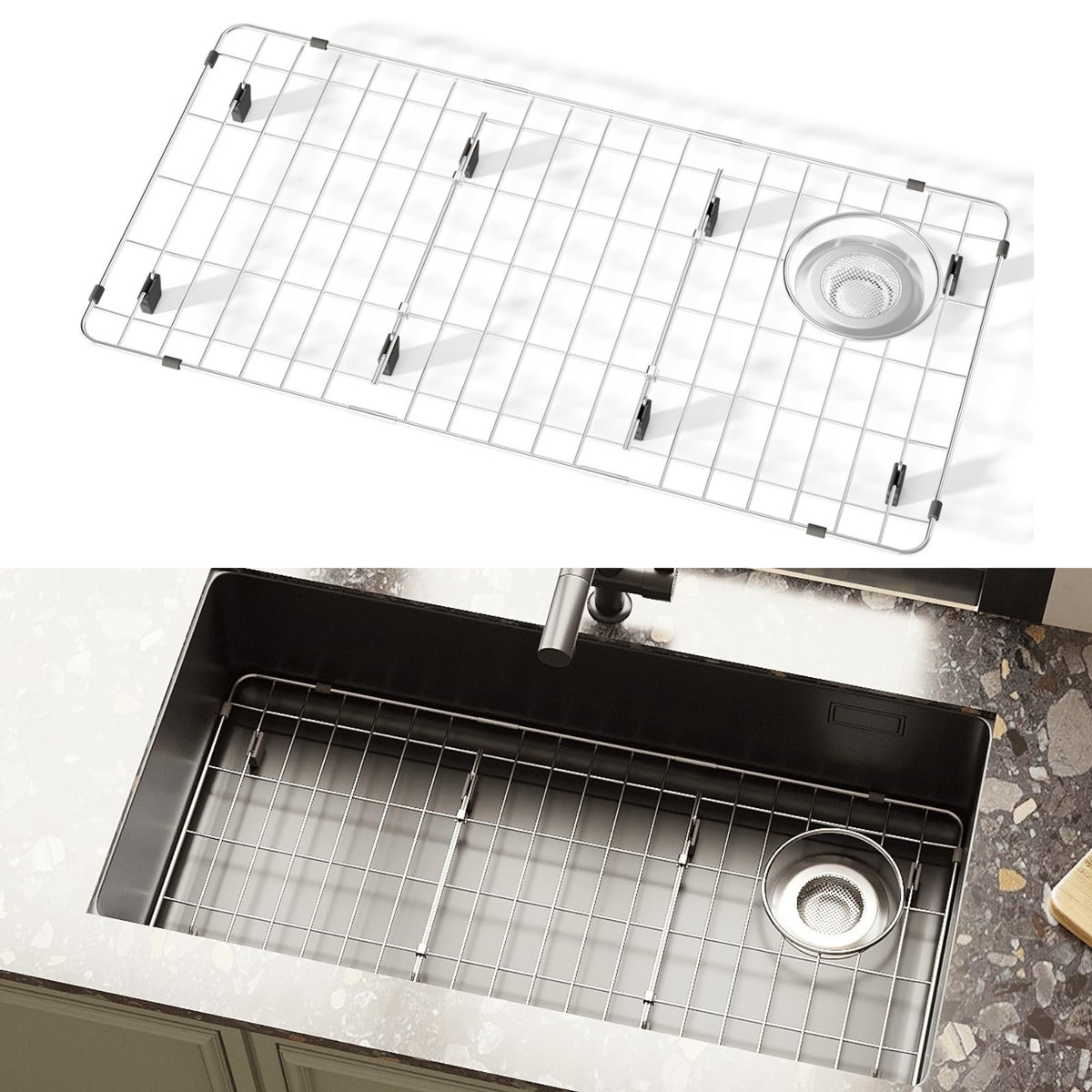 Kikibro Sink Protectors For Kitchen Sink, Sink Rack For Bottom Of Sink, Metal Sink Rack, Kitchen Sink Gird, Bottom Basin Rack, S
