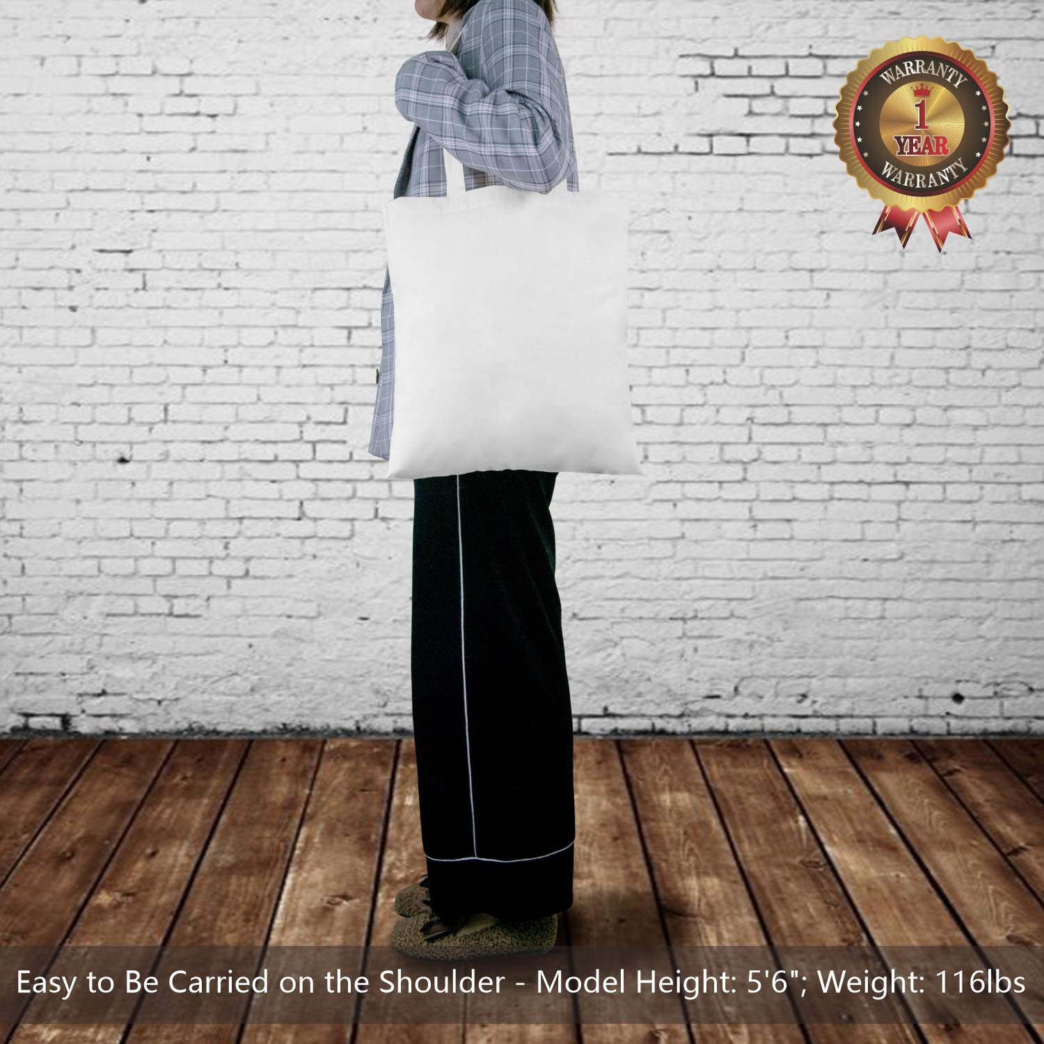 Topdesign 24-Pack Economical 16''X15'' White Cotton Tote Bag, Lightweight Medium Reusable Grocery Shopping Cloth Bags, Suitable