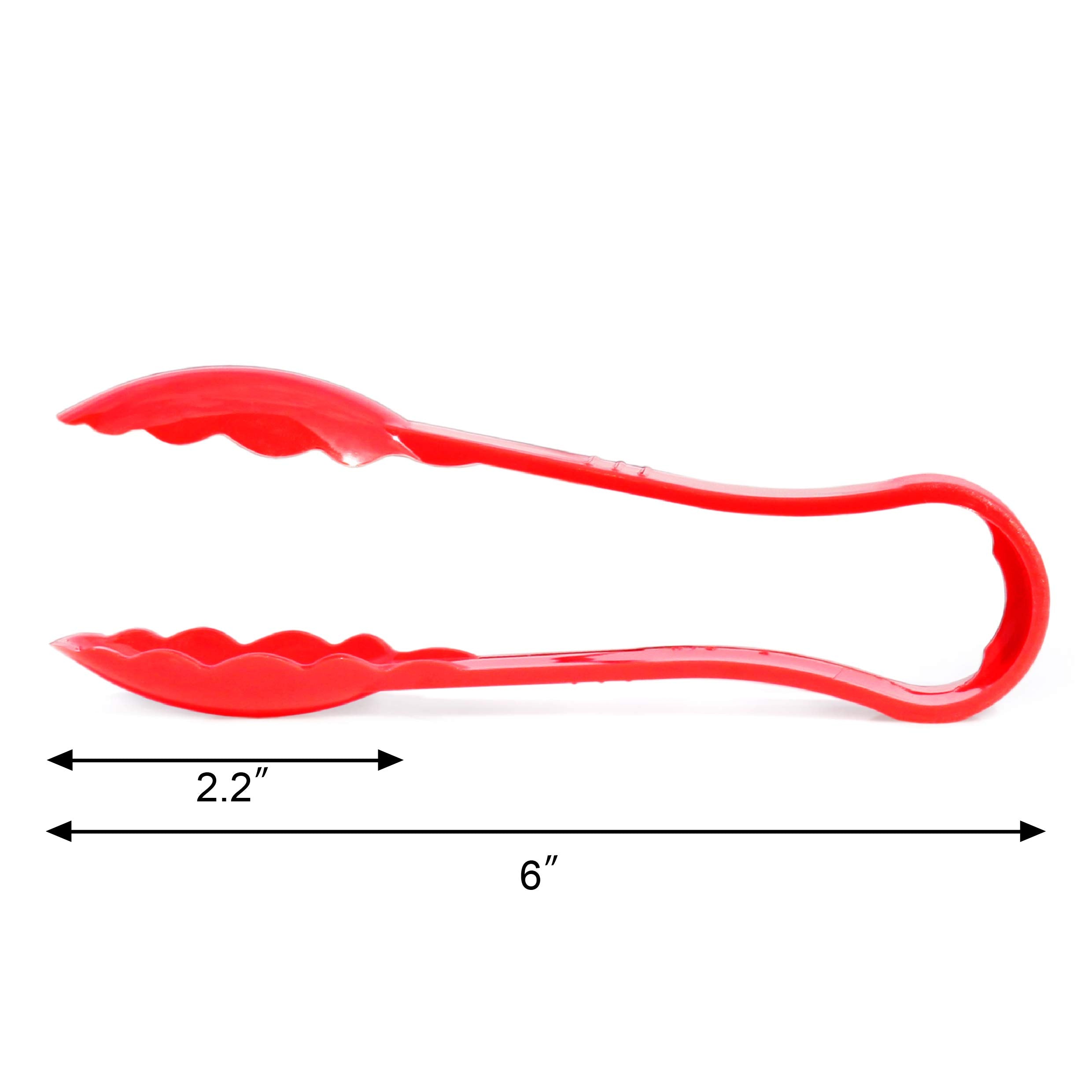 New Star Foodservice 35728 Utility Tong, High Heat Plastic, Scalloped, 6 Inch, Set Of 12, Red