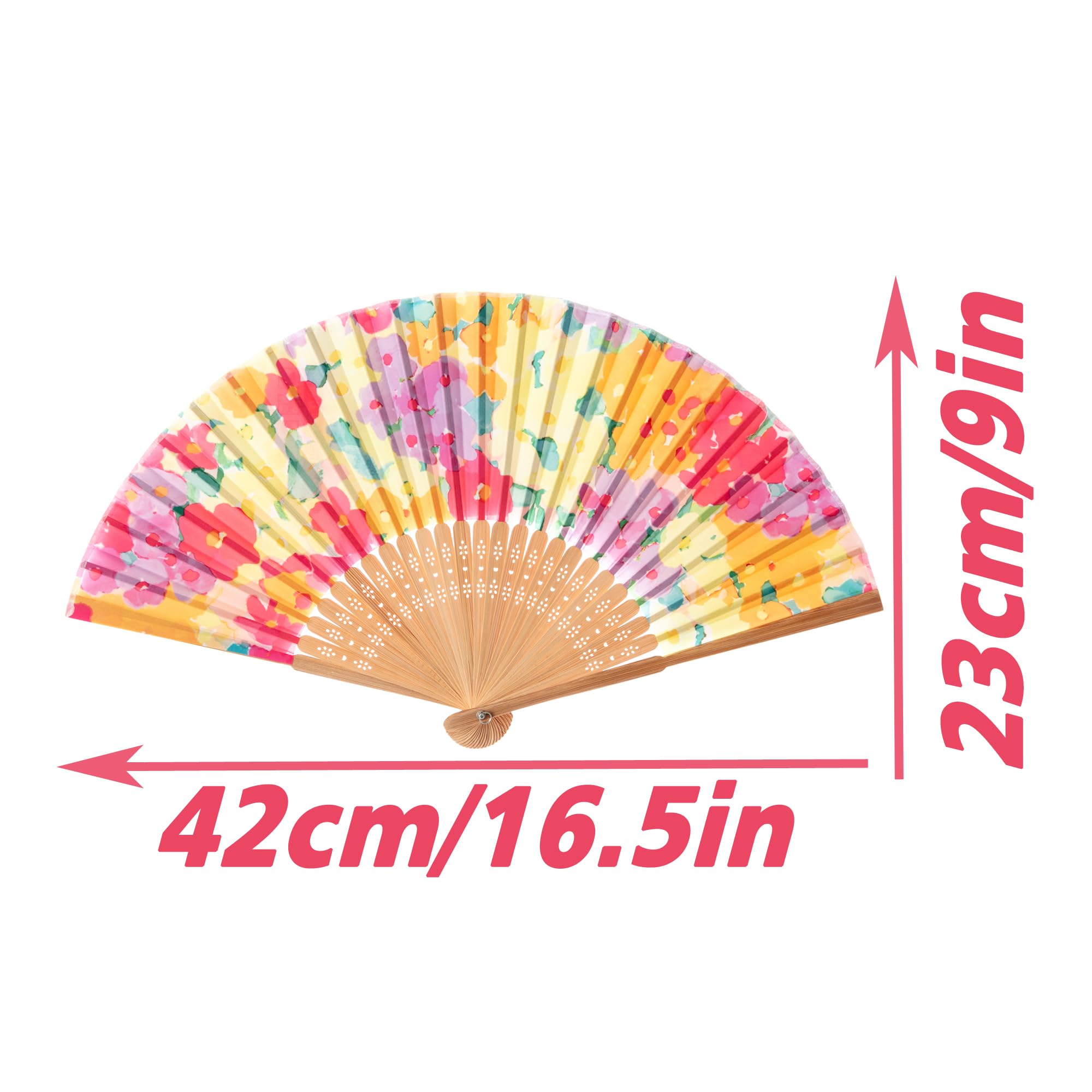 Salutto Hand Fan Bamboo Printed Pattern Folding Fan for Party Wedding Gift Small Flower Graffiti
