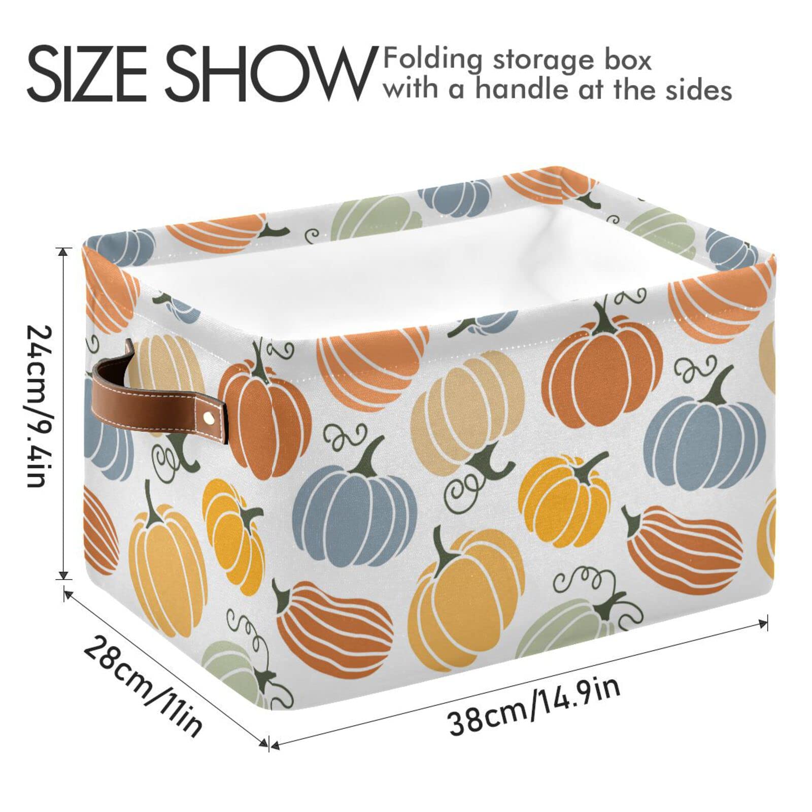 Senya Thanksgiving Basket Fall Basket, Pumpkin Autumn Foldable Fabric Collapsible Storage Bins Organizer Bag For Storage