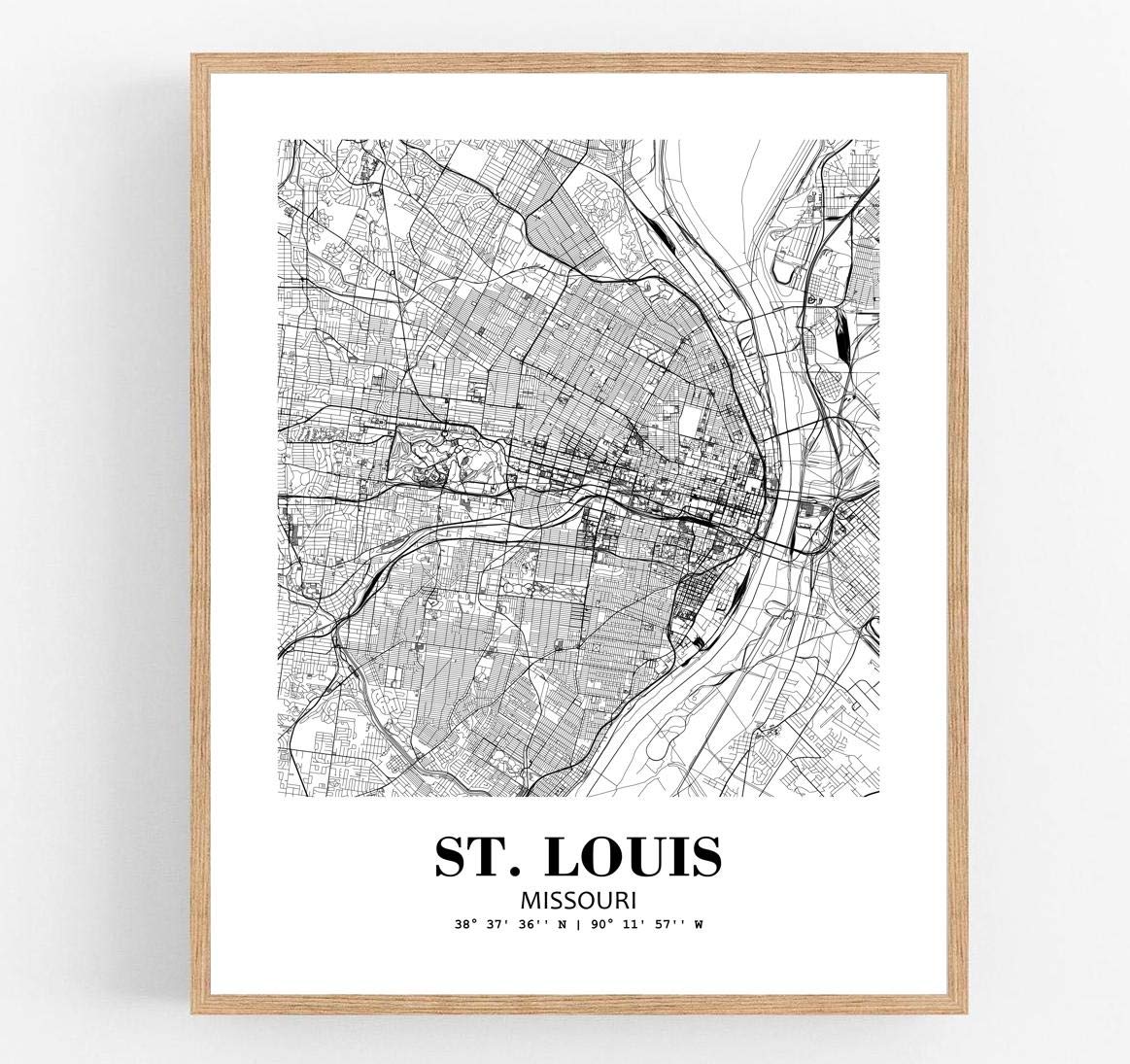 Eleville 11X14 Unframed St. Louis Missouri City View Abstract Road Modern Map Art Print Poster Wall Office Home Decor Minimalist