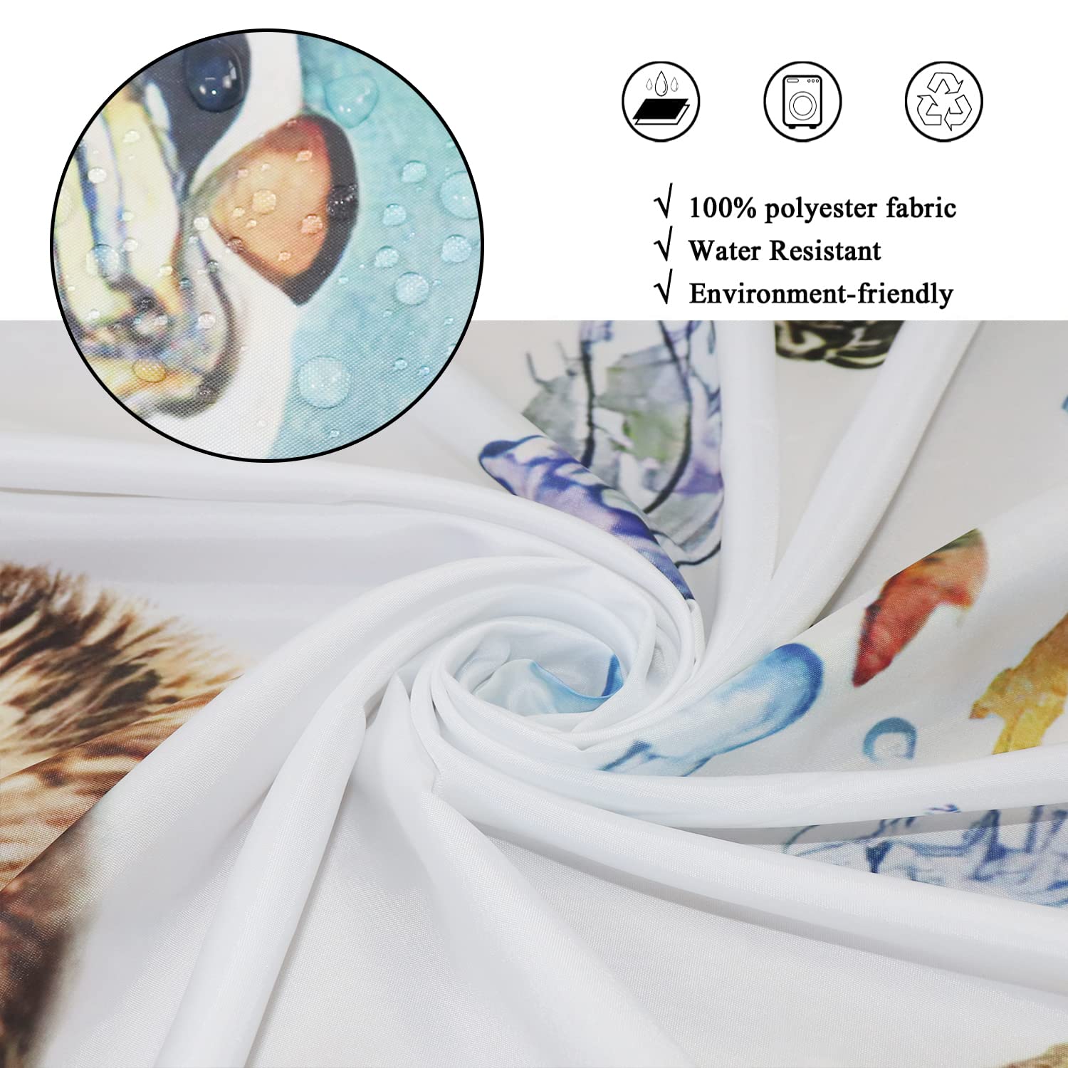 Funny Cat Shower Curtain, Cute Kitten Swimming In Teal Blue Ocean Sea Turtle Tropical Fish Jellyfish Starfish Coral Bathroom Cur