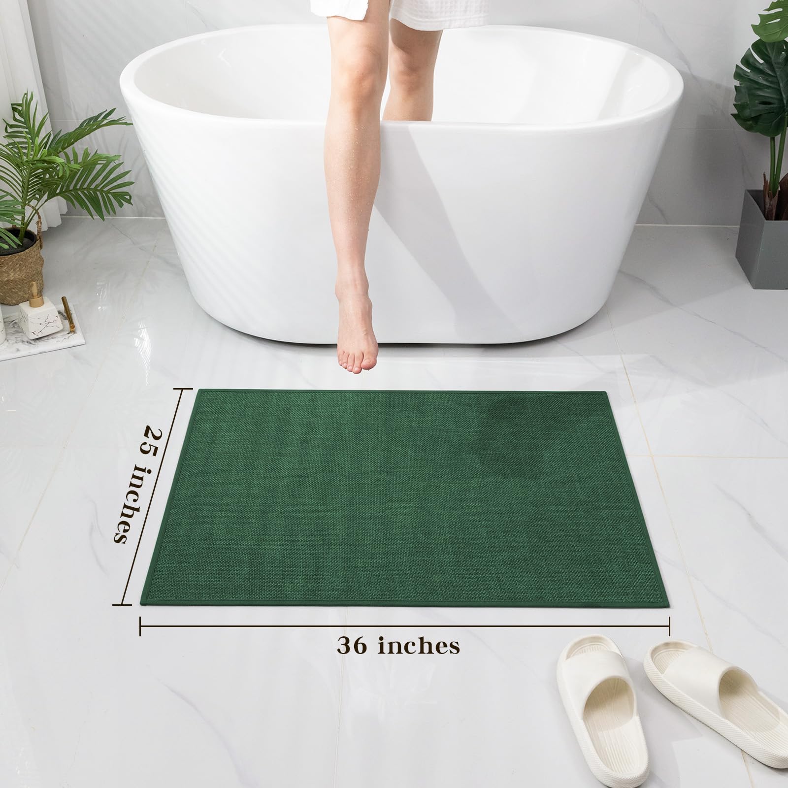 Chakme Bathroom Rugs Mat 59X25, Ultra Thin Non Slip Bath Mat Large Quick Dry Absorbent Bath Mat For Bathroom Floor, (Green, 59''