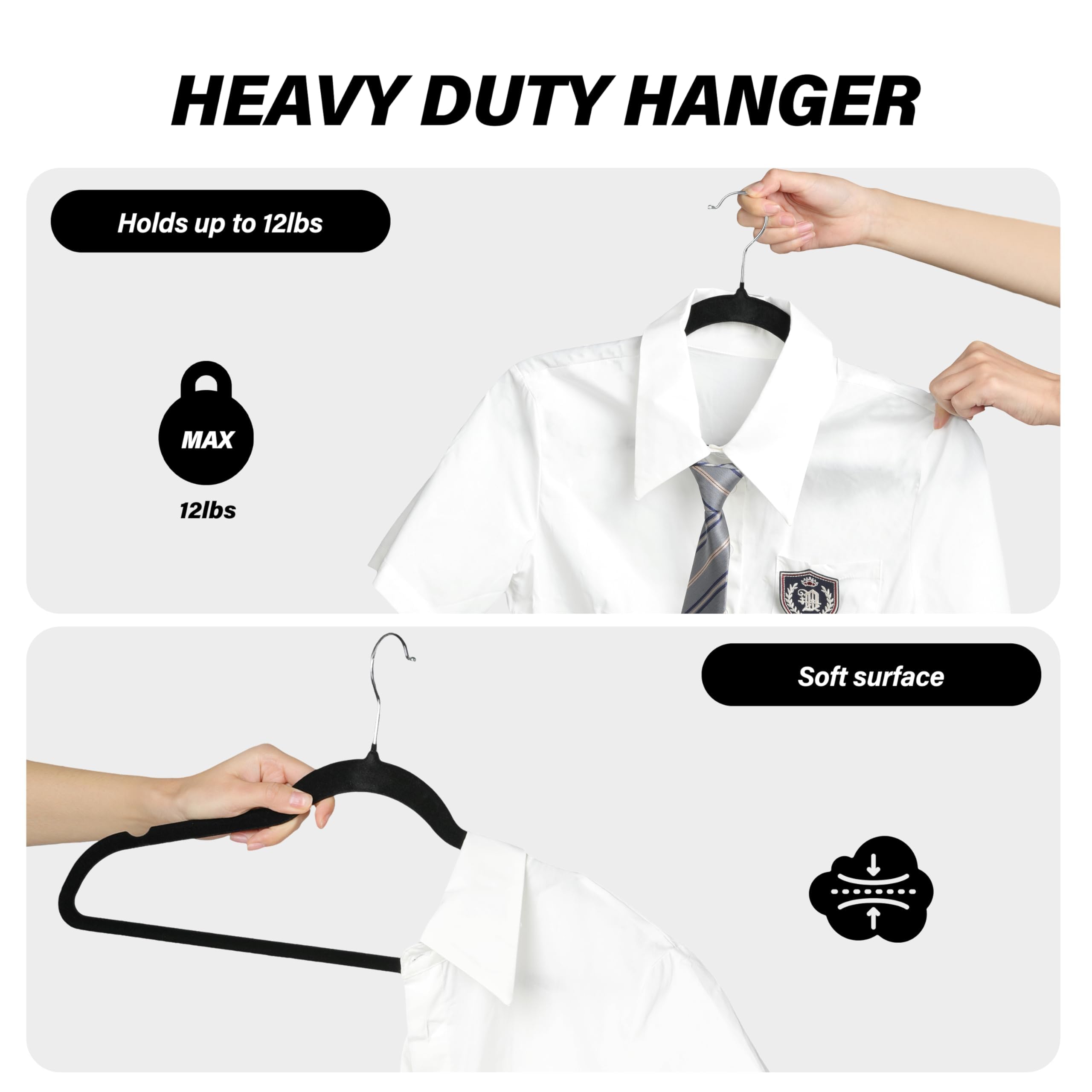 Simple Deluxe 50 Pack Non-Slip Velvet Hangers, 360 Swivel Hooks, Clothes Hangers With Shoulder Notches, Heavy Duty Coat Suit Han
