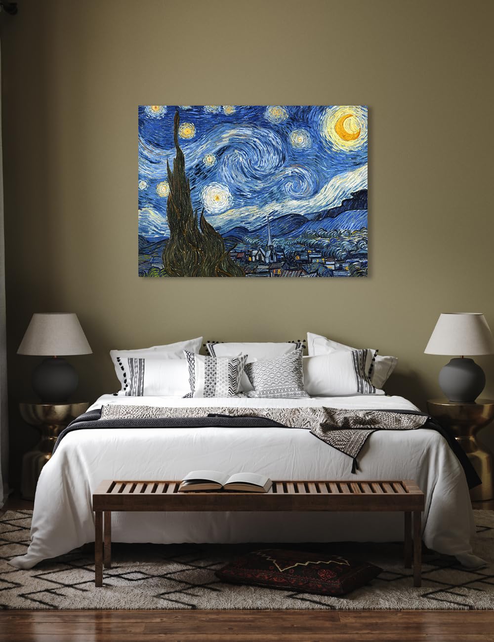 Decorarts - Starry Night - Vincent Van Gogh Reproductions. Oversize Giclee Canvas Print Wall Art For Home Wall Decor. 40X30 In